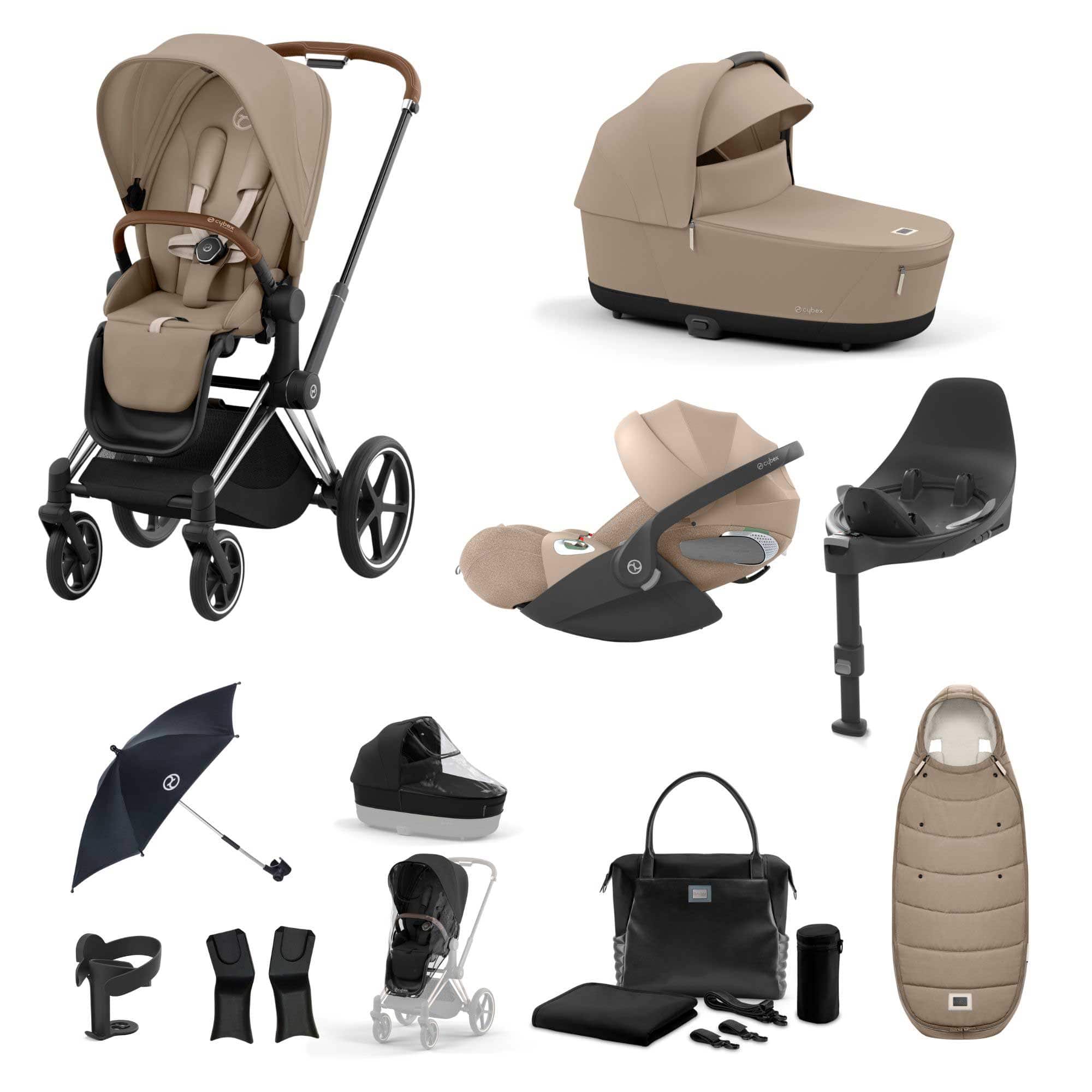 Cybex Priam Travel System With Cloud T in Cozy Beige