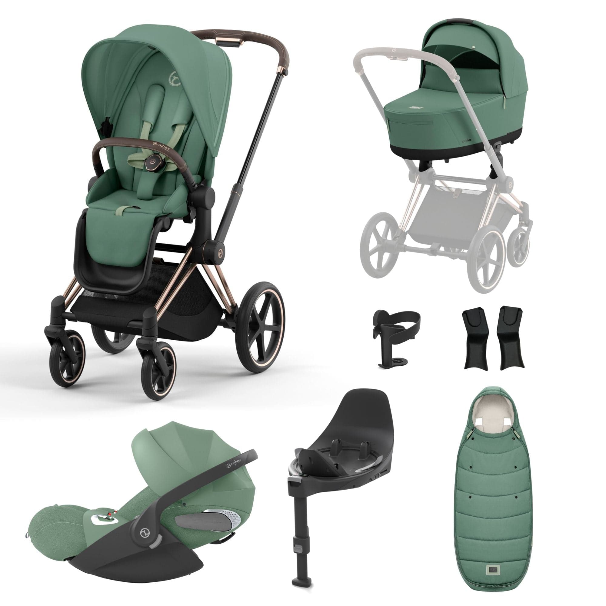 Cybex Priam Travel System With Cloud T in Leaf Green