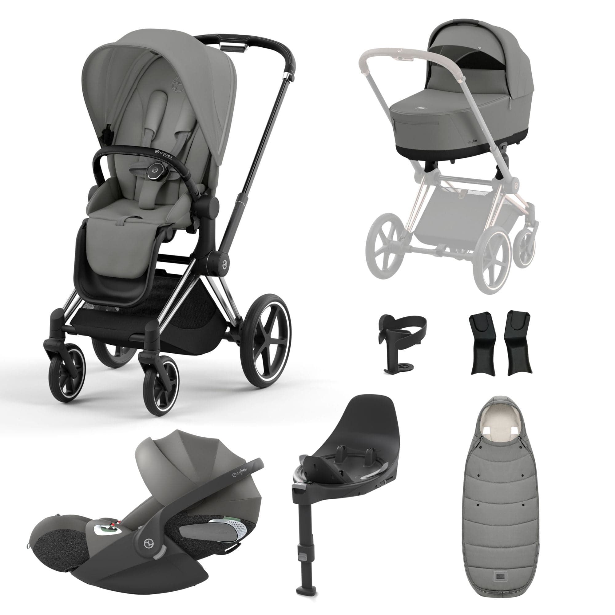 Cybex Priam Travel System With Cloud T in Mirage Grey Travel Systems 16700-CH-BLK-GRY-1 4063846415458