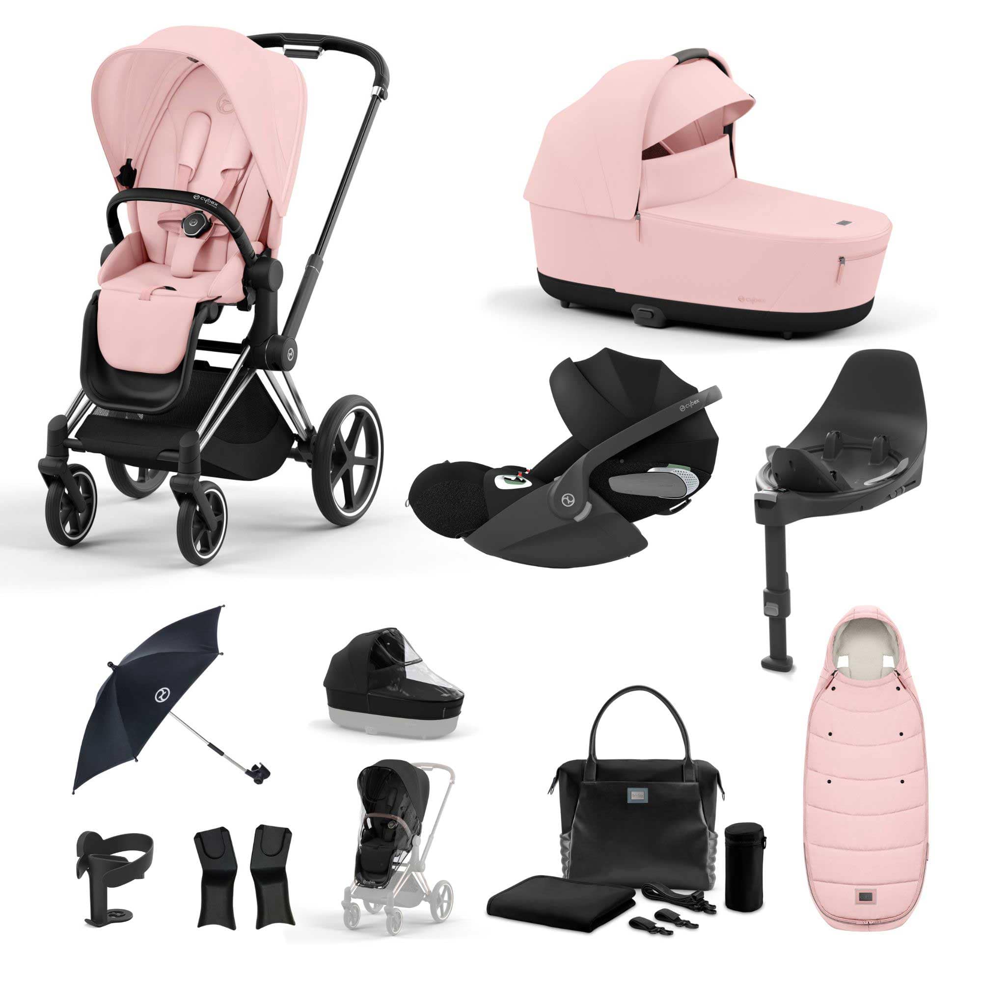 Cybex Priam Travel System With Cloud T in Peach Pink Travel Systems 19676-CHR-CLT-PCH-PNK 4063846415618