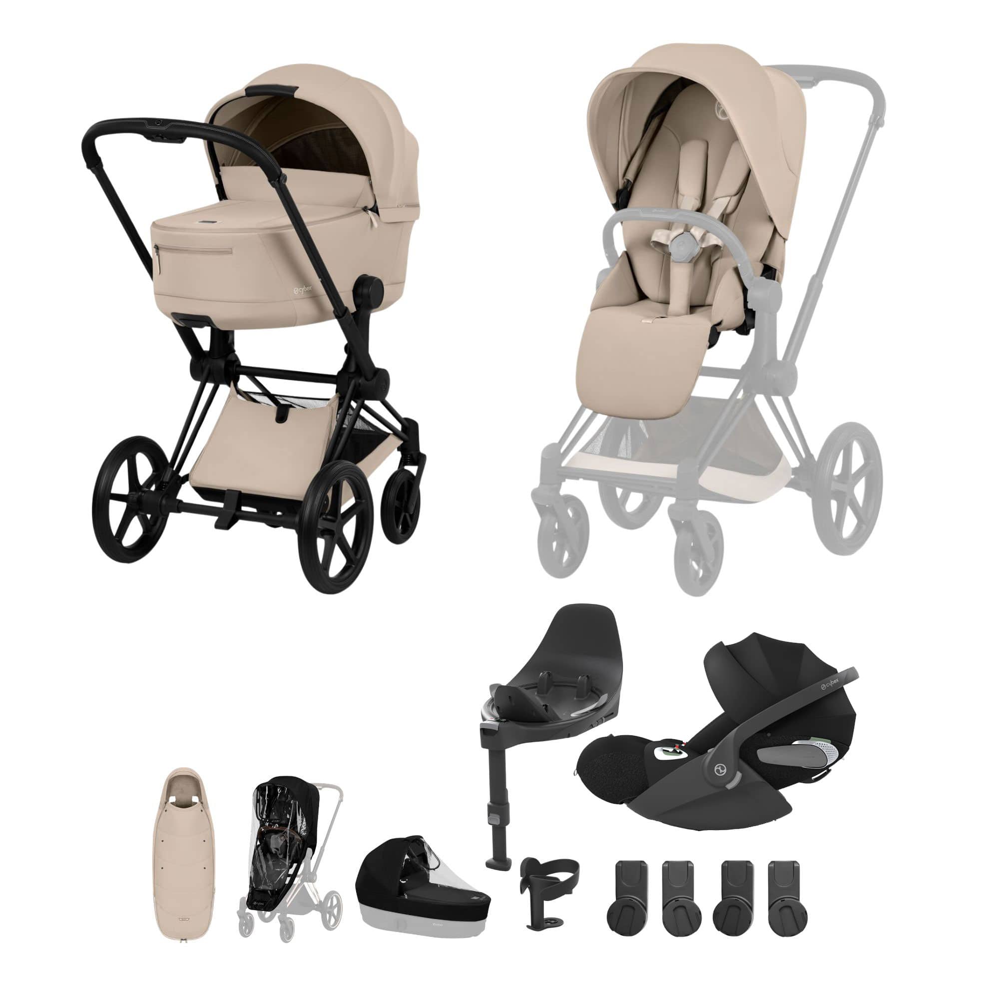 Cybex Priam Ultimate Accessory Bundle - Comfort Collection in Cozy Beige Travel Systems 21955-MB-COZ-BEI 4063846549290