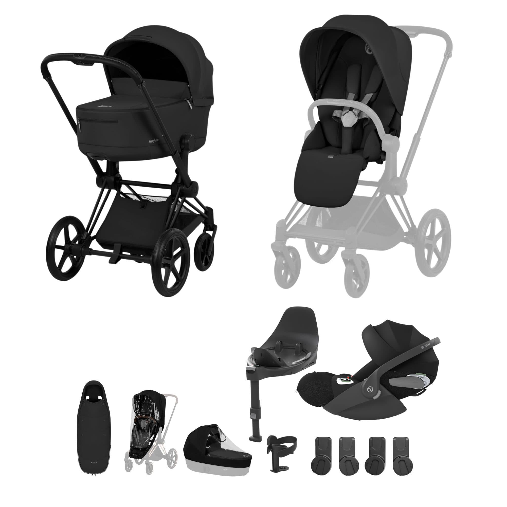 Cybex Priam Ultimate Accessory Bundle - Comfort Collection in Sepia Black Travel Systems 21955-MB-BLK 4063846549238