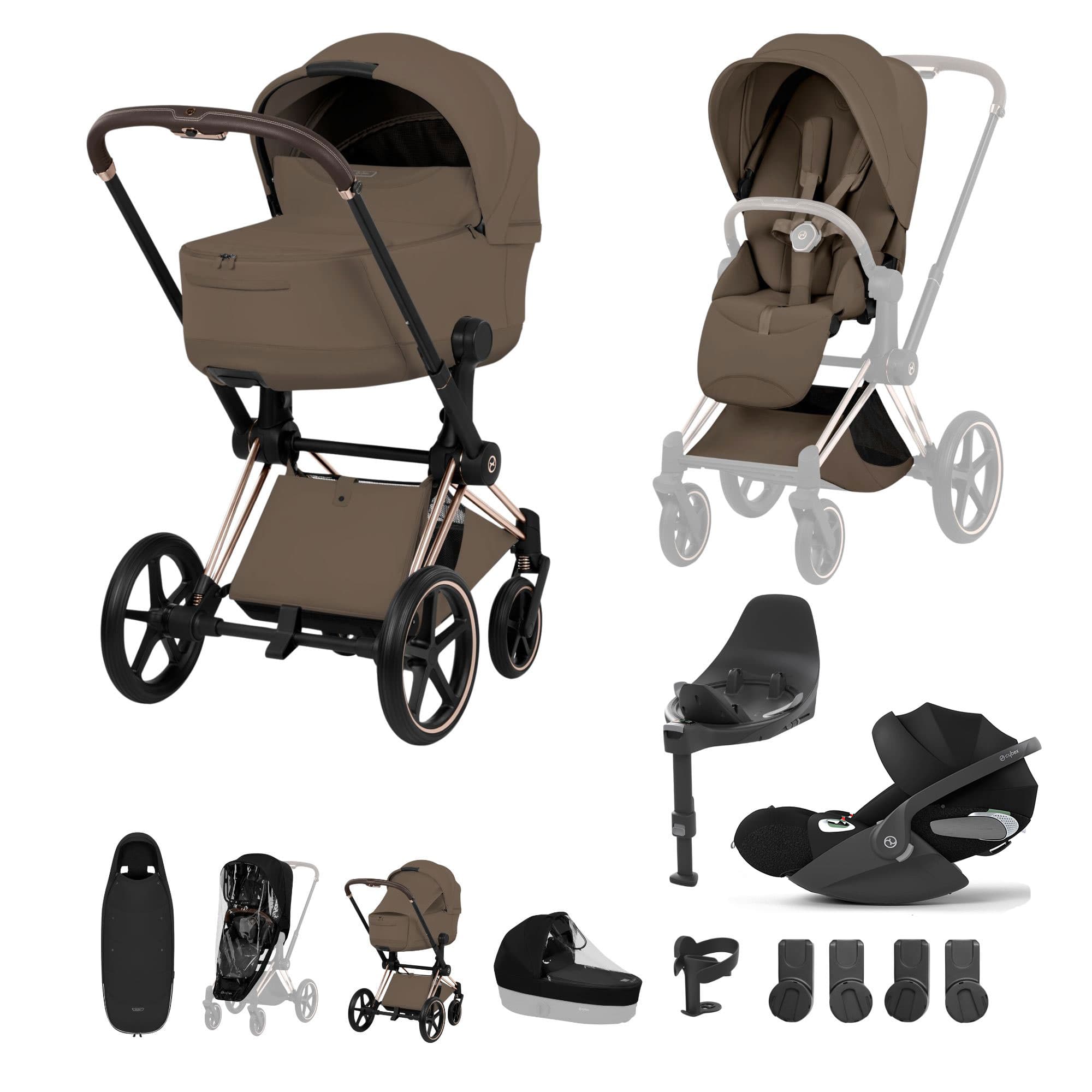 Cybex Priam Ultimate Accessory Bundle - Style Collection in Coconut Brown Travel Systems