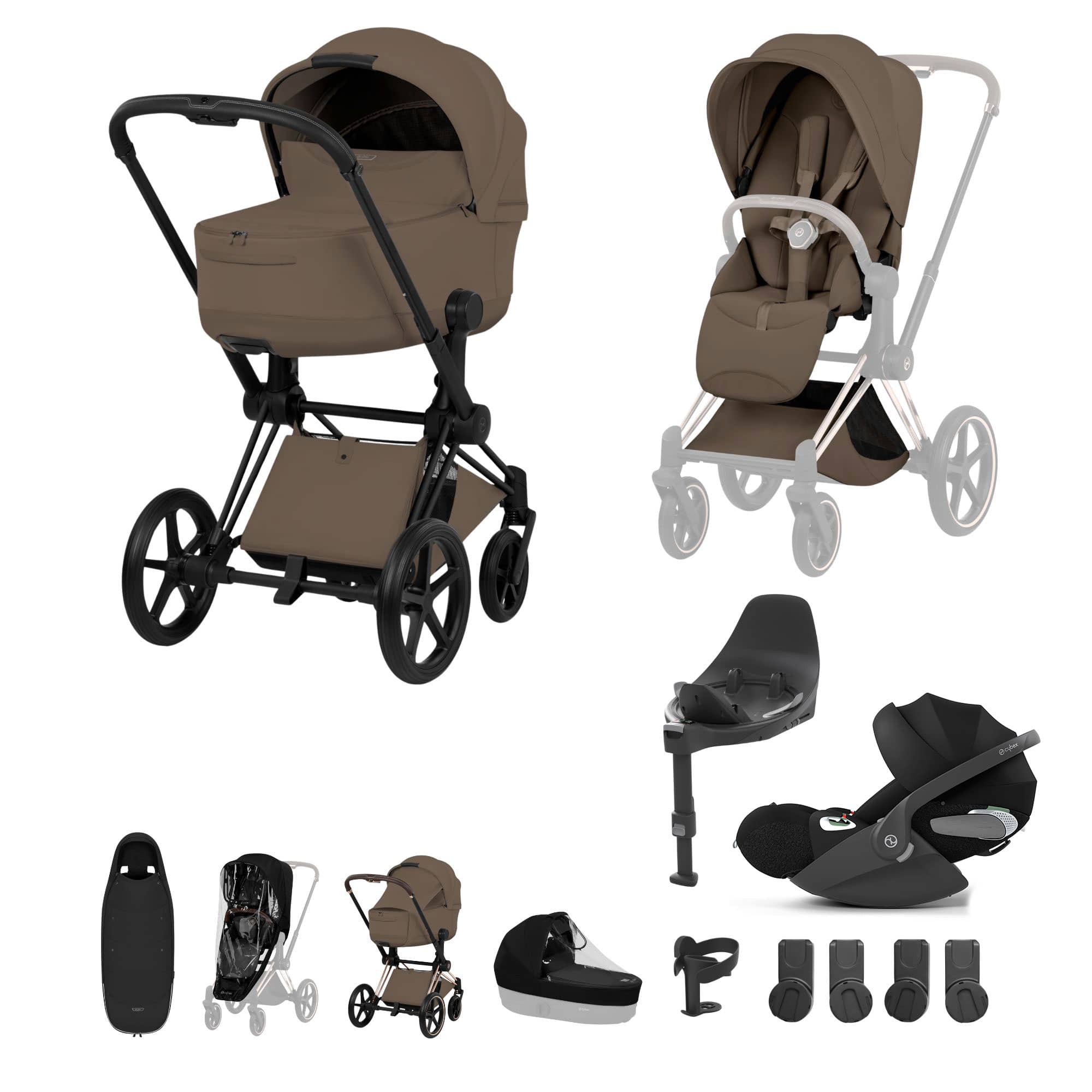 Cybex Priam Ultimate Accessory Bundle - Style Collection in Coconut Brown Travel Systems