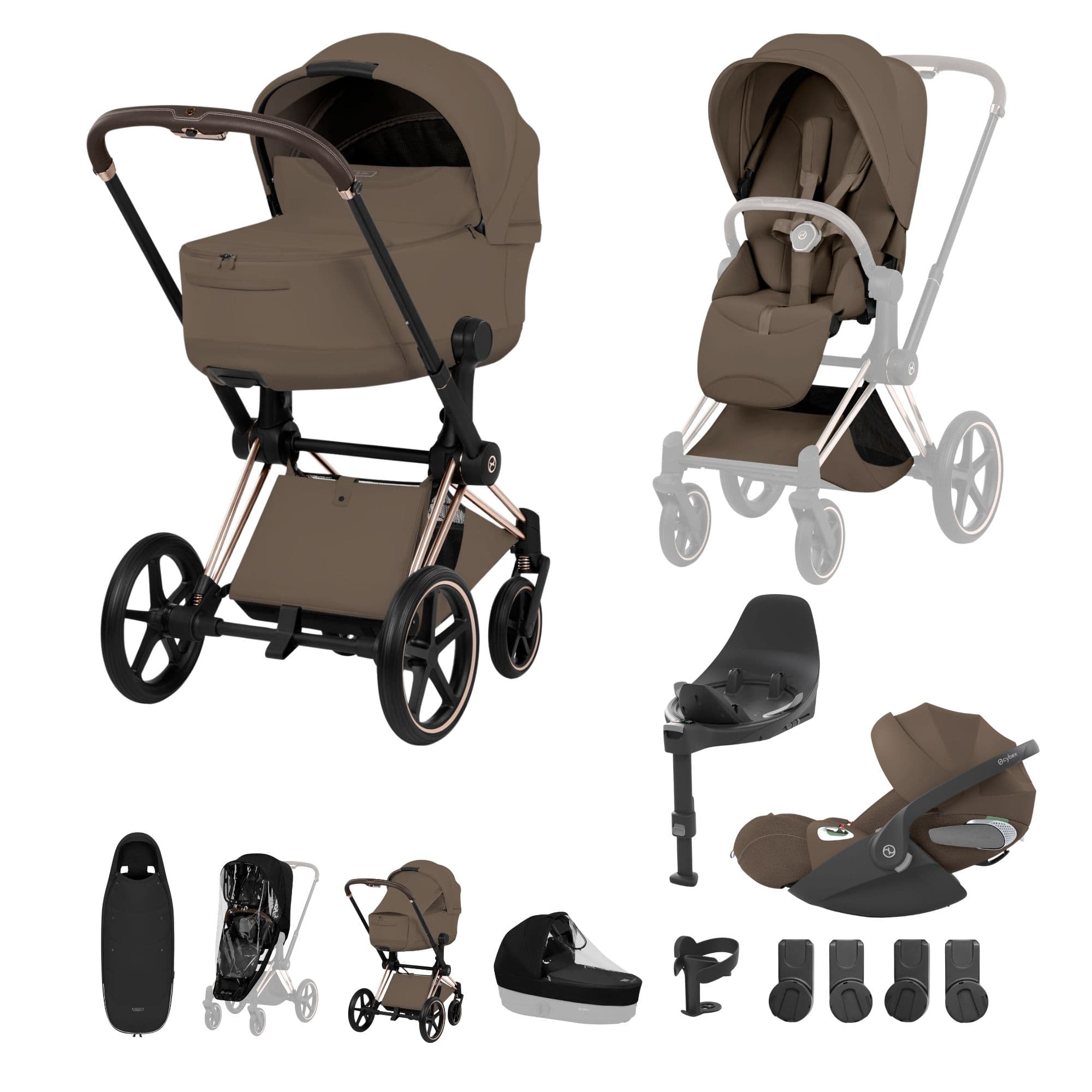 Cybex Priam Ultimate Accessory Bundle - Style Collection in Coconut Brown Travel Systems