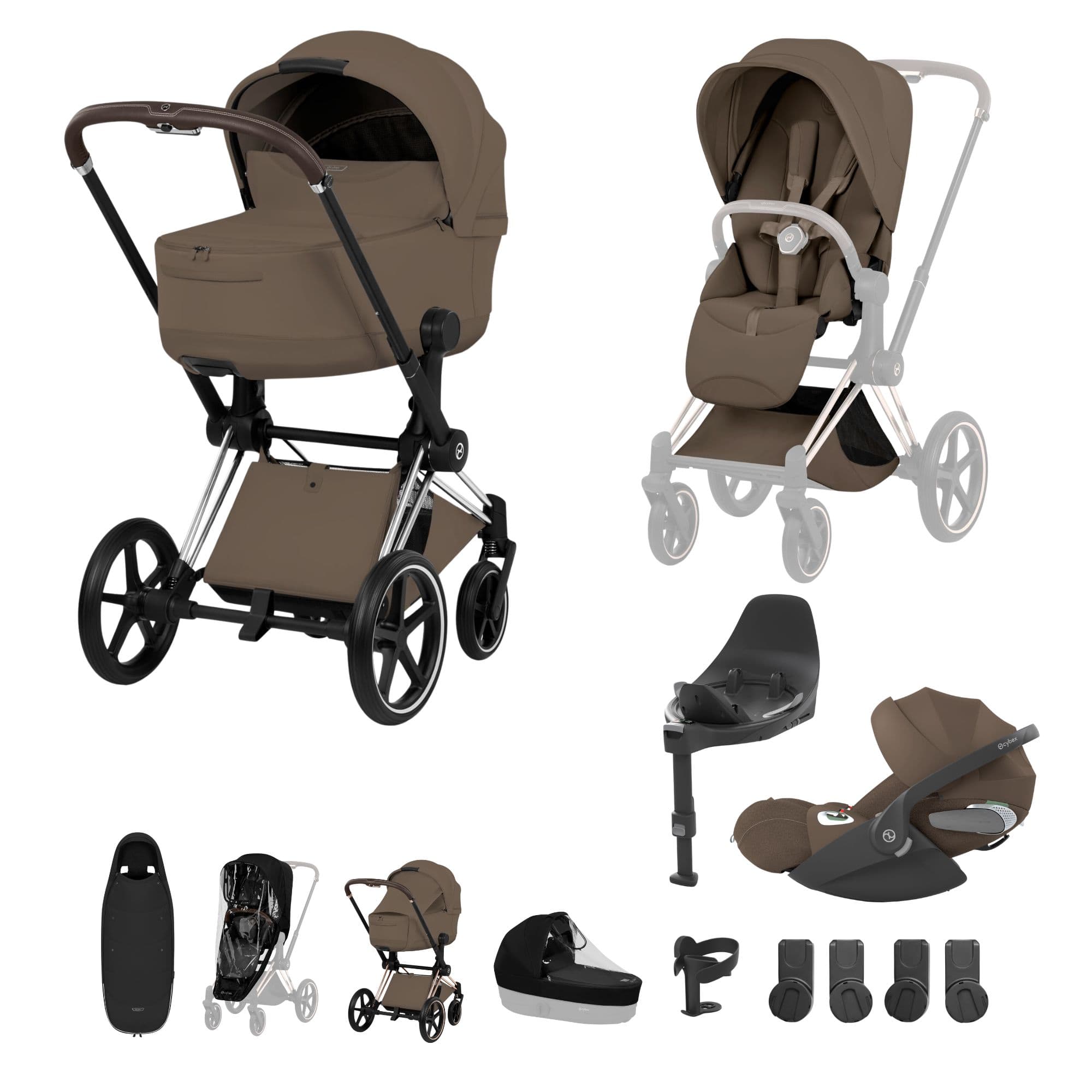Cybex Priam Ultimate Accessory Bundle - Style Collection in Coconut Brown Travel Systems 21864-CB-NUT-BRN-1 4063846590148