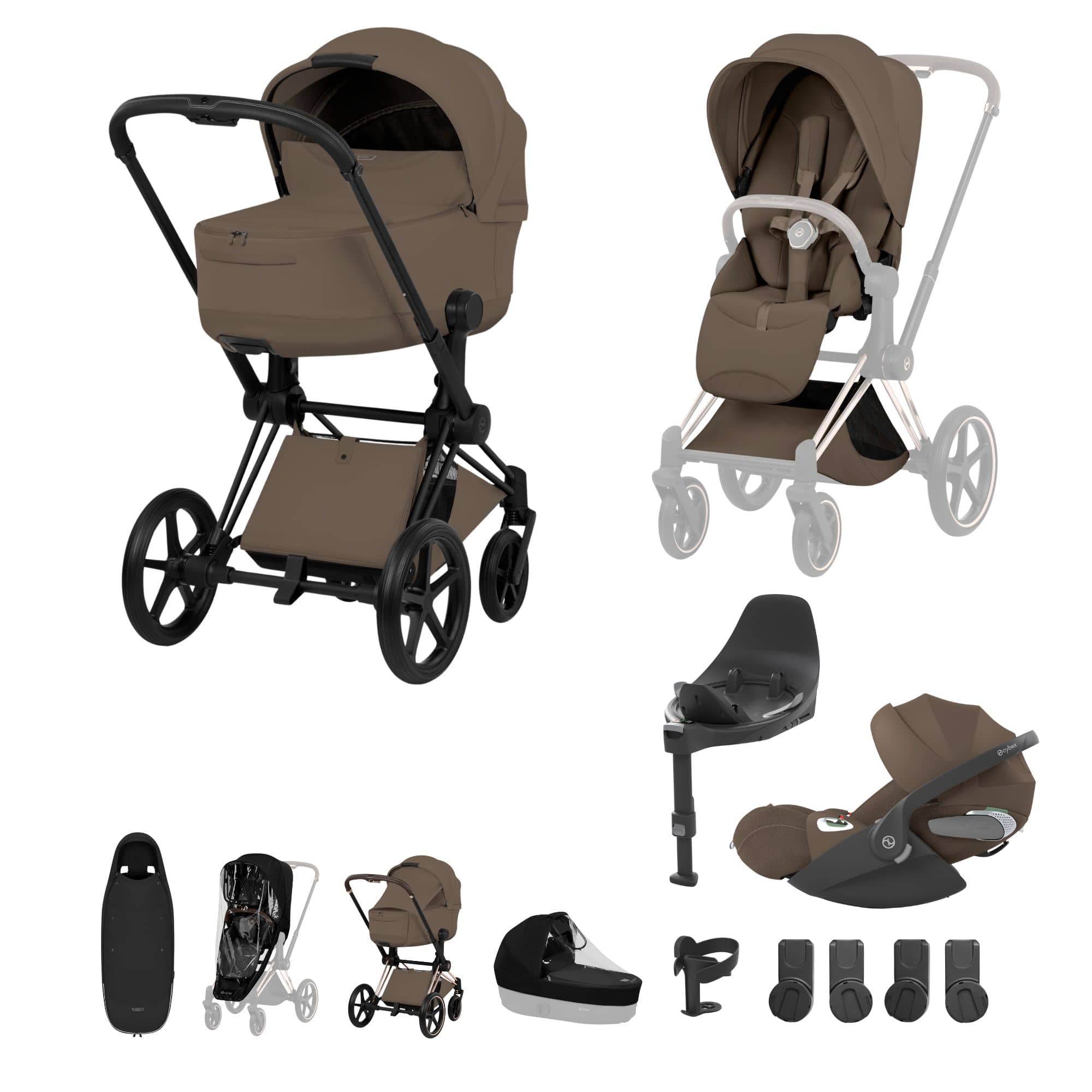 Cybex Priam Ultimate Accessory Bundle - Style Collection in Coconut Brown Travel Systems 21864-MB-NUT-BRN-1 4063846590148