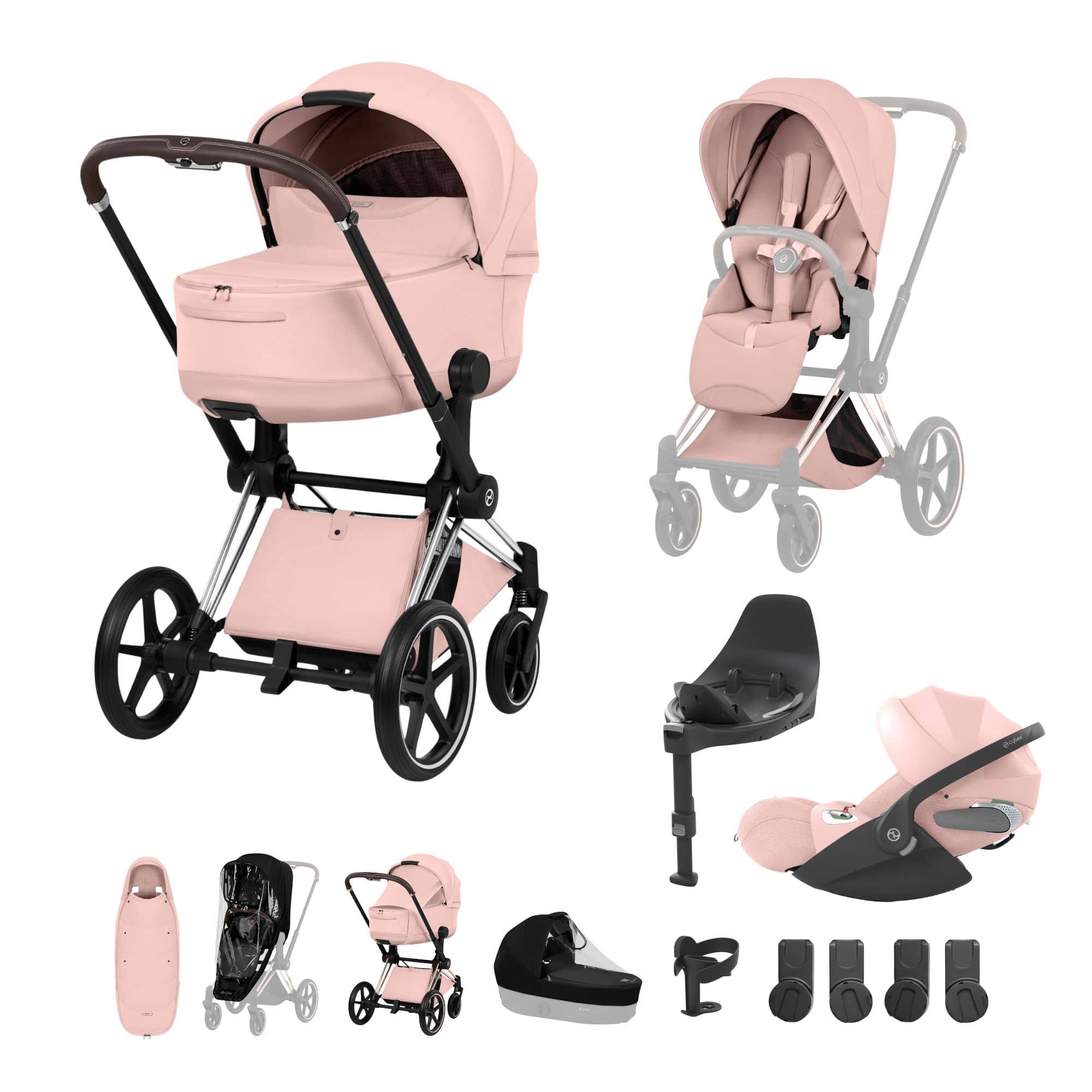 Cybex Priam Ultimate Accessory Bundle - Style Collection in Peach Pink Travel Systems 21864-CB-PEA-PNK-1 4063846551286