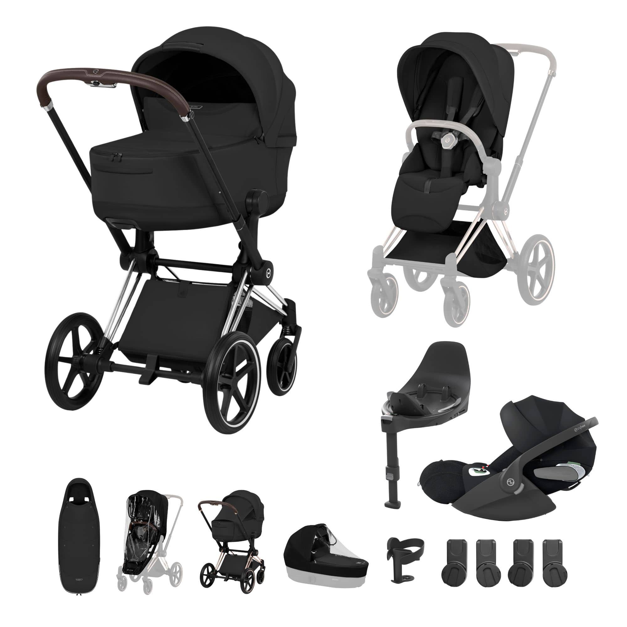 Cybex Priam Ultimate Accessory Bundle - Style Collection in Sepia Black Travel Systems 21864-CB-BLK-1 4063846550920
