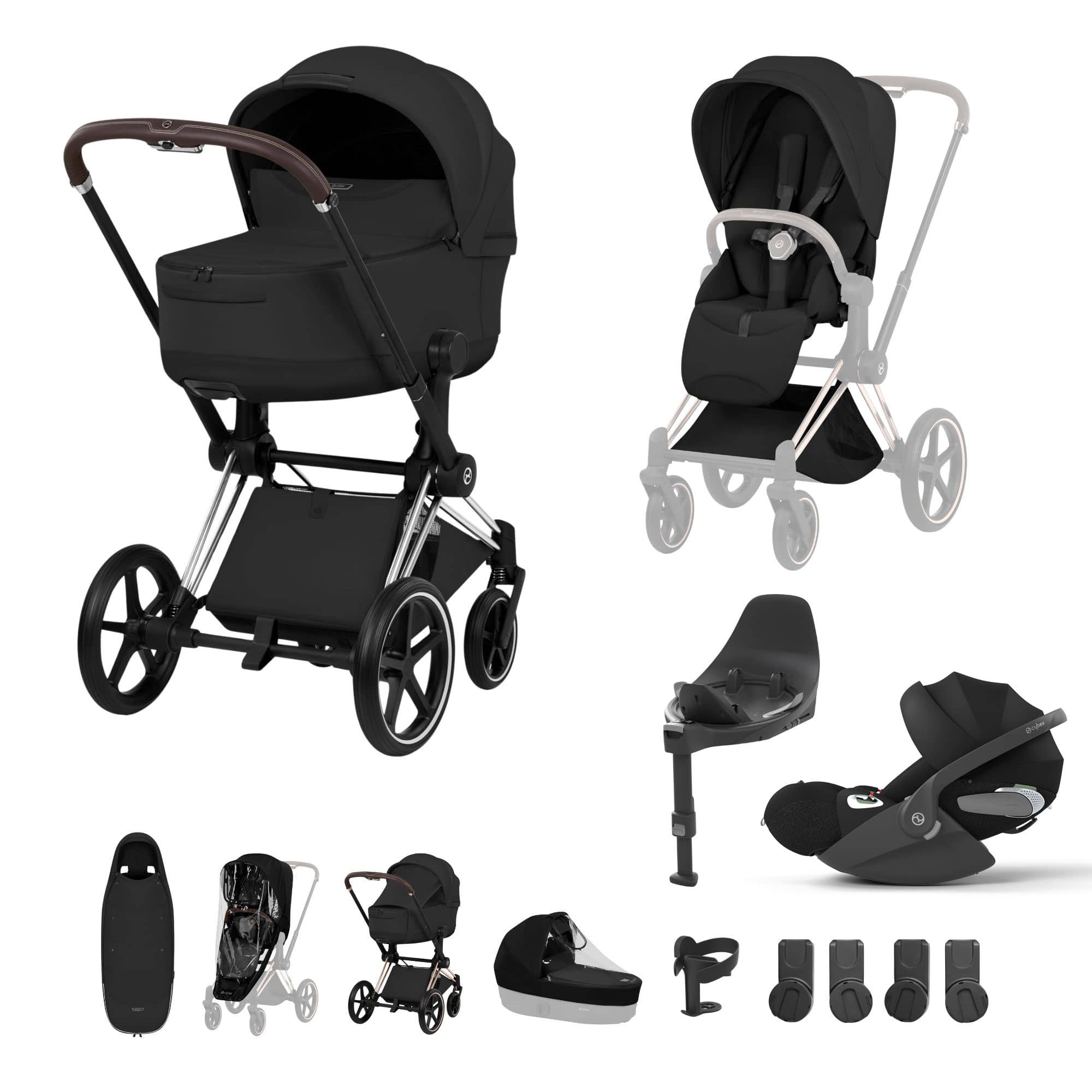 Cybex Priam Ultimate Accessory Bundle - Style Collection in Sepia Black Travel Systems 21864-CB-BLK 4063846550920