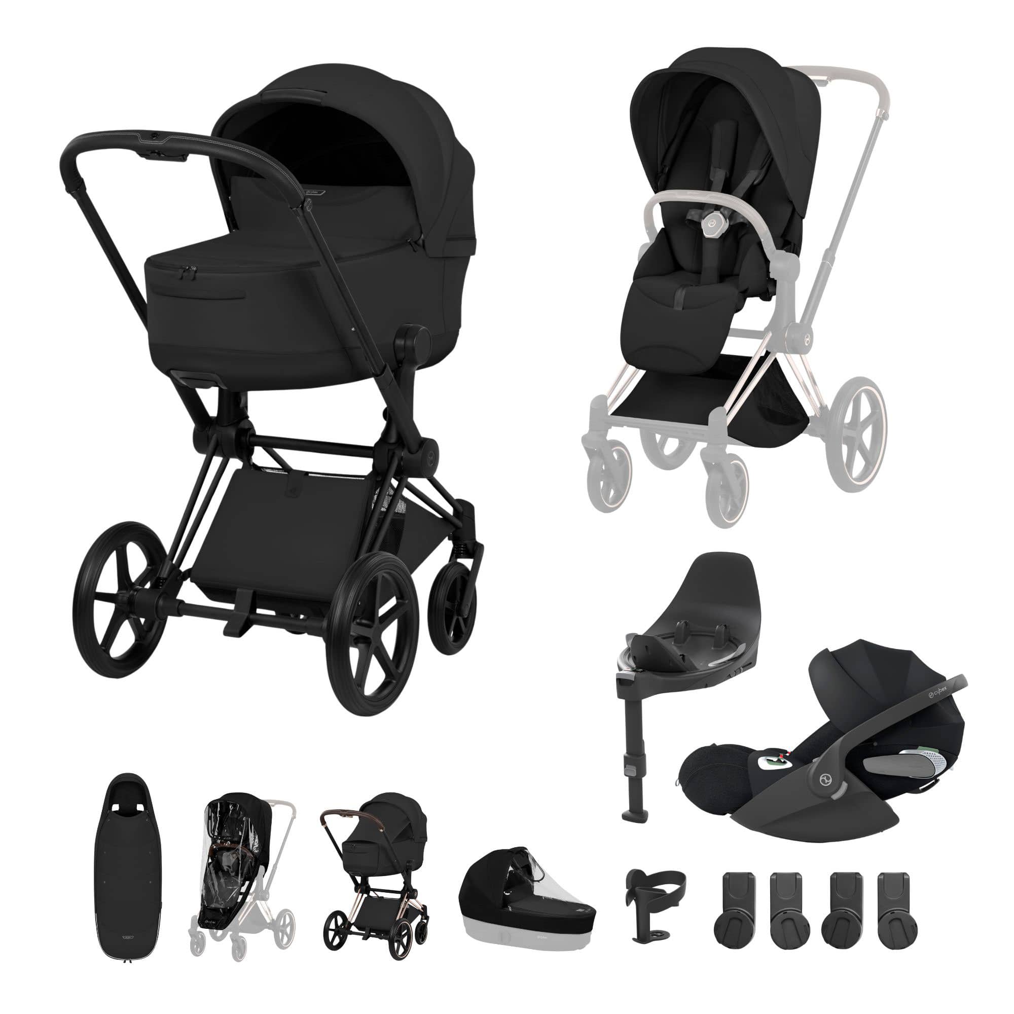 Cybex Priam Ultimate Accessory Bundle - Style Collection in Sepia Black Travel Systems 21864-MB-BLK-1 4063846550920