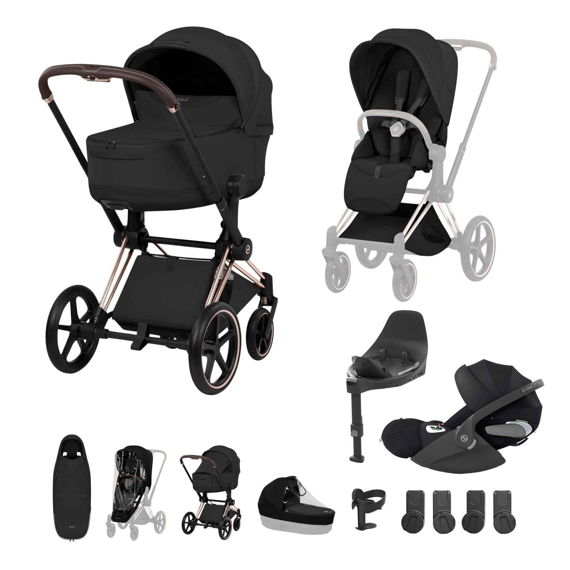 Cybex Priam Ultimate Accessory Bundle - Style Collection in Sepia Black Travel Systems 21864-RG-BLK-1 4063846550920
