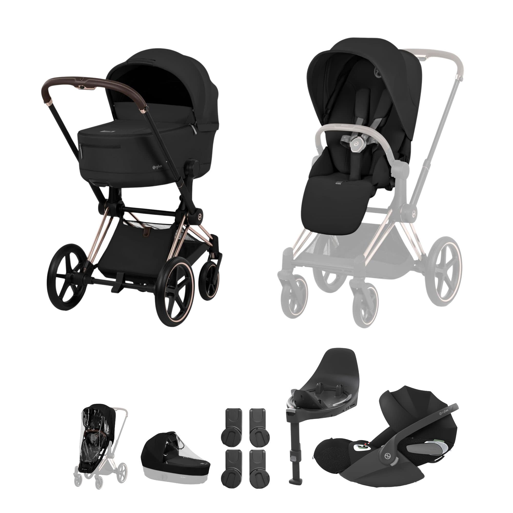 Cybex Priam Ultimate Bundle - Comfort Collection in Sepia Black Travel Systems 21947-RG-BLK 4063846549177