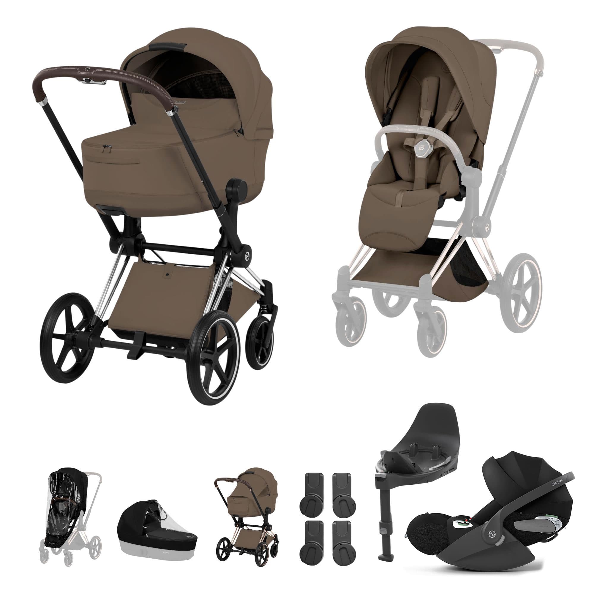 Cybex Priam Ultimate Bundle - Style Collection in Coconut Brown Travel Systems