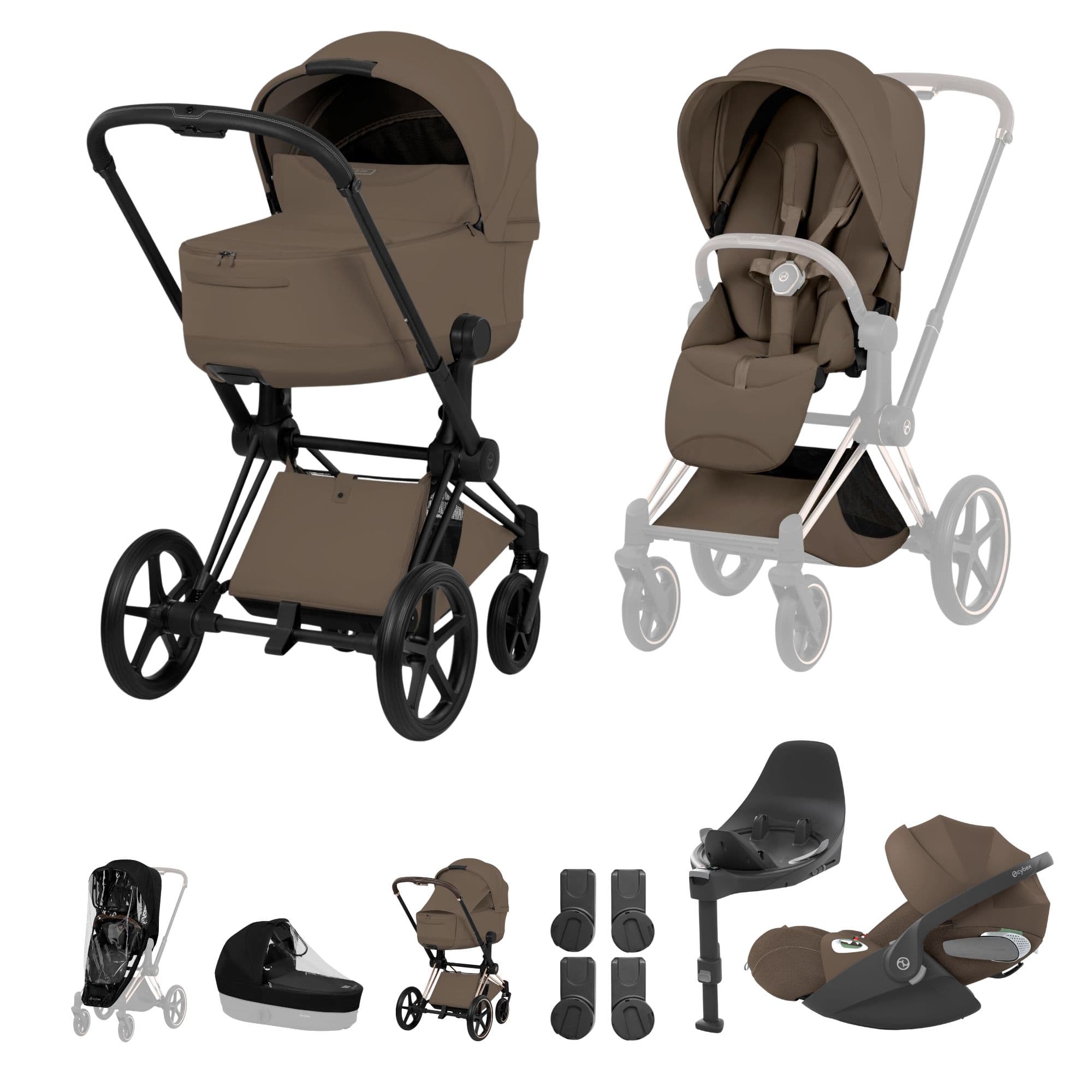 Cybex Priam Ultimate Bundle - Style Collection in Coconut Brown Travel Systems