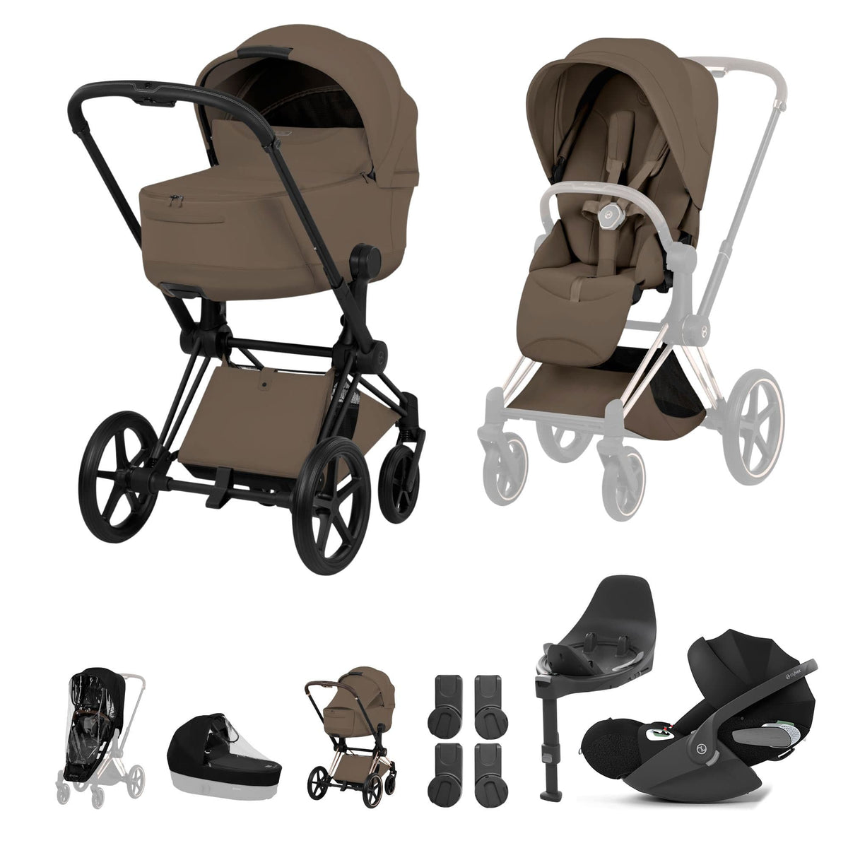 Cybex Priam Ultimate Bundle - Style Collection in Coconut Brown Travel Systems 21812-MB-NUT-BRN 4063846590148