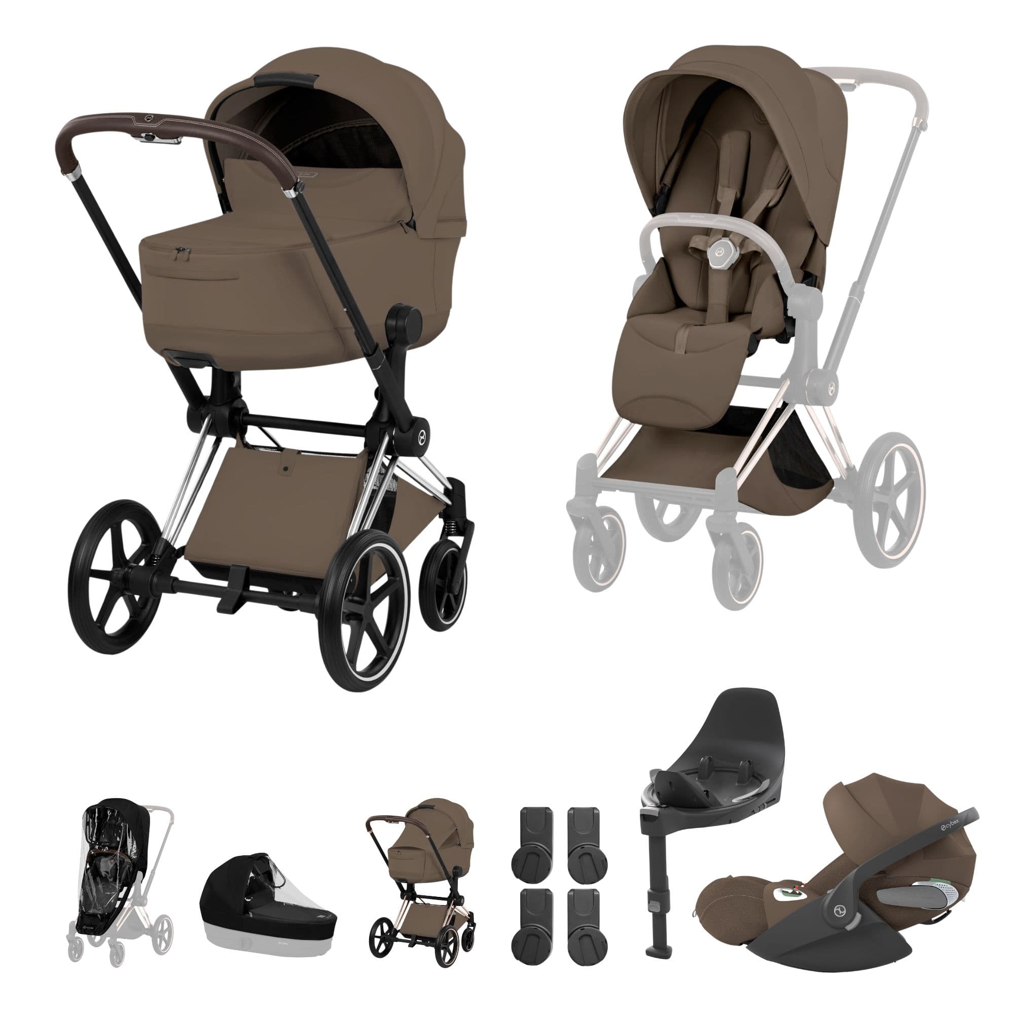 Cybex Priam Ultimate Bundle - Style Collection in Coconut Brown Travel Systems 21842-CB-NUT-BRN-1 4063846590148
