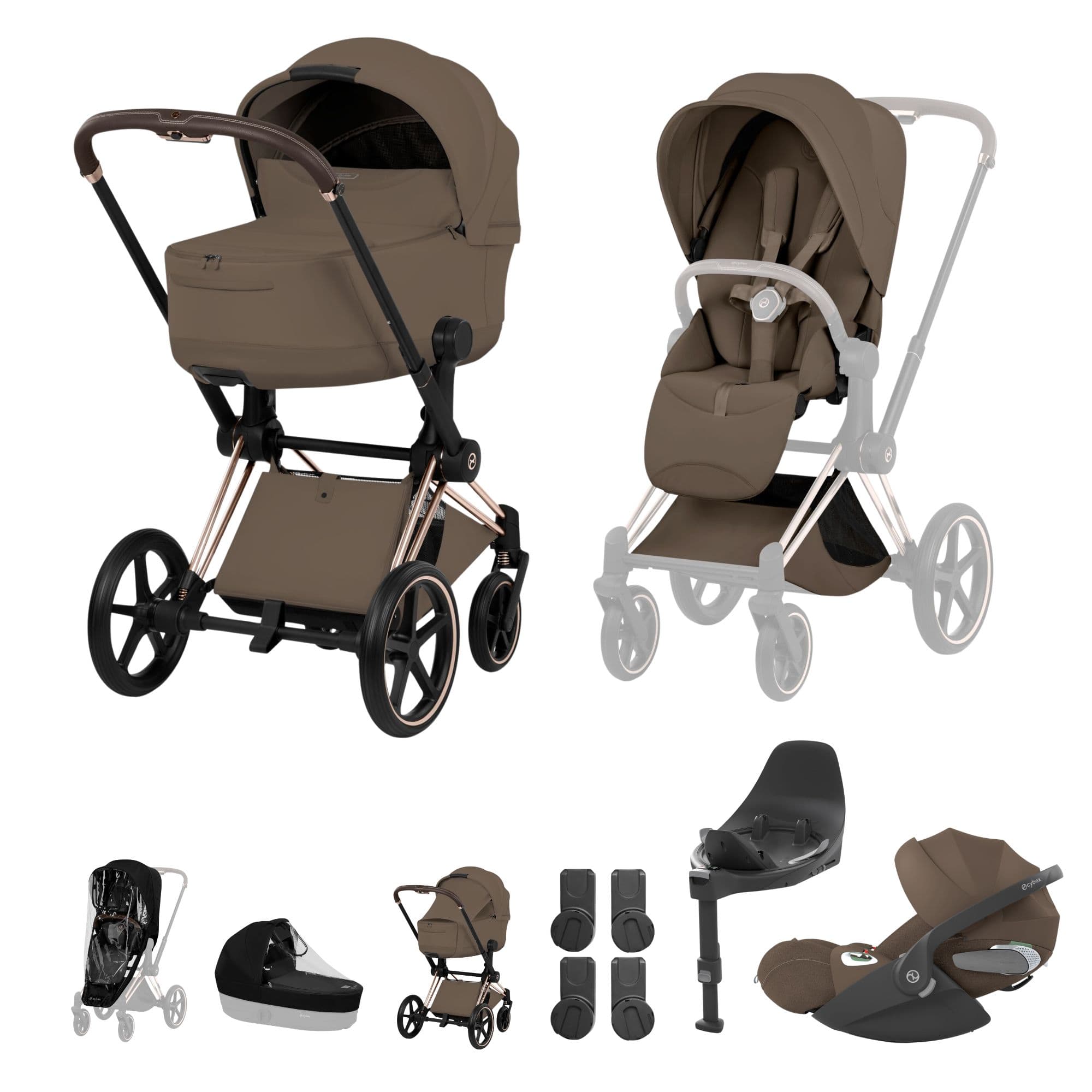 Cybex Priam Ultimate Bundle - Style Collection in Coconut Brown Travel Systems 21842-RG-NUT-BRN-1 4063846590148