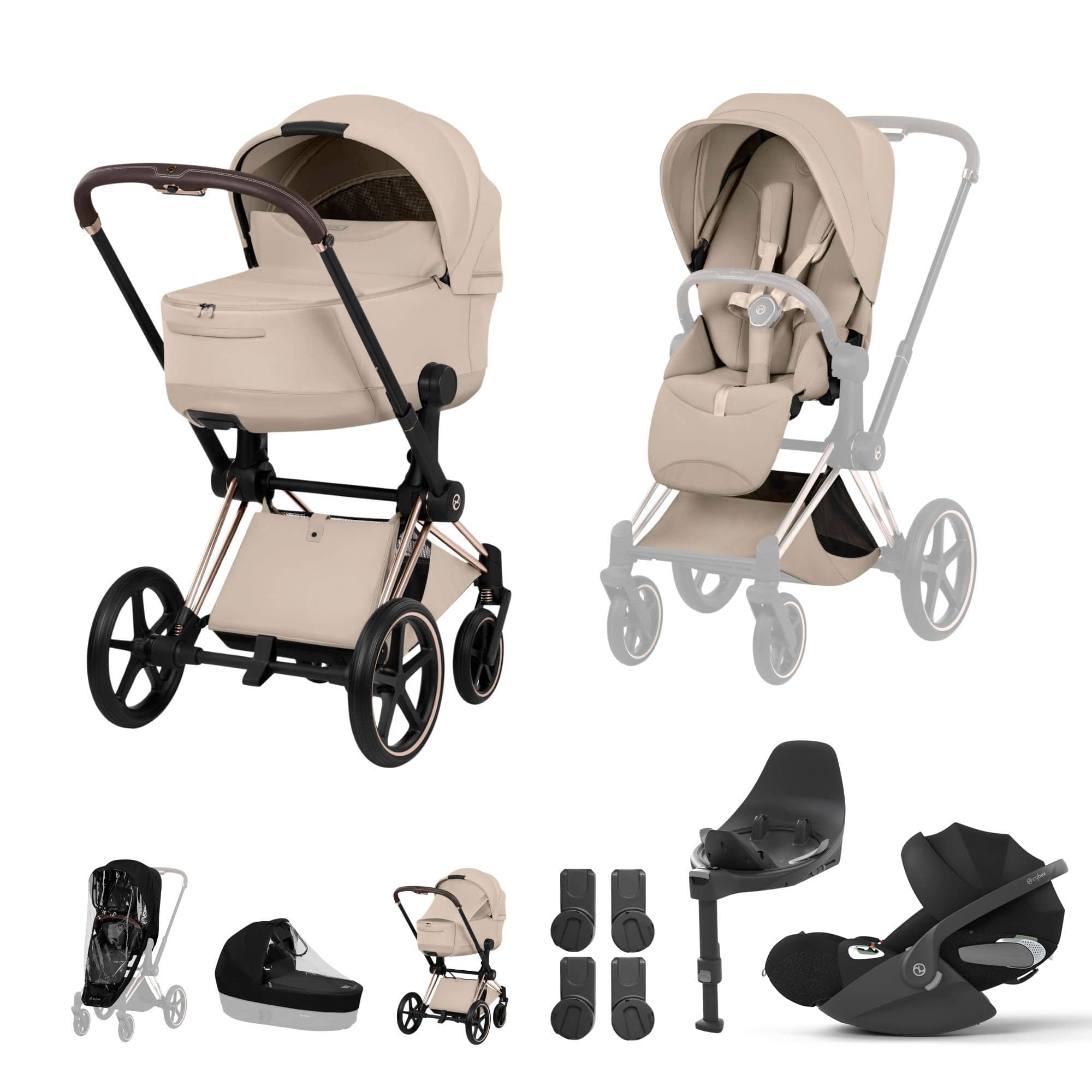Cybex Priam Ultimate Bundle - Style Collection in Cozy Beige Travel Systems 21842-RG-COZ-BEI 4063846551040