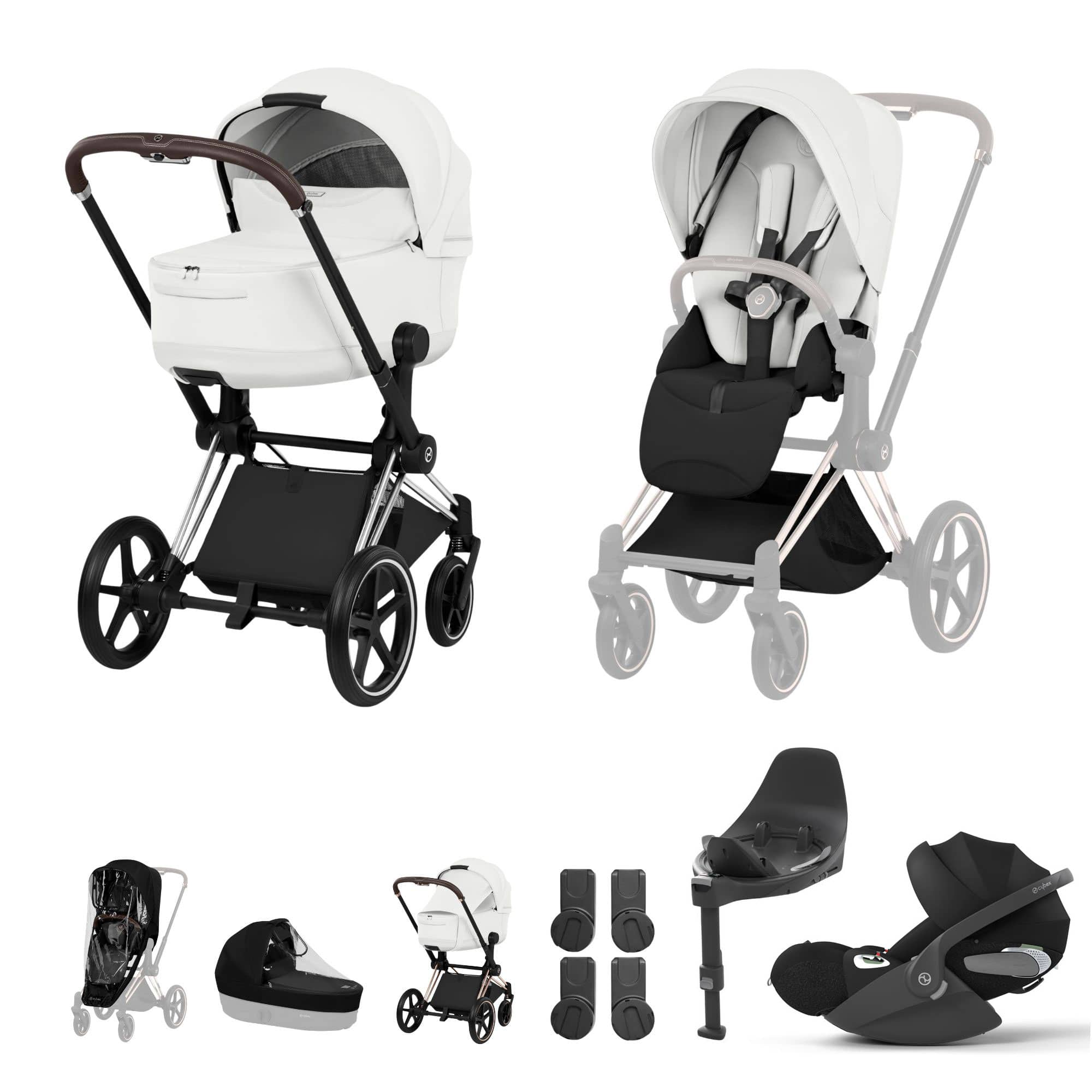 Cybex Priam Ultimate Bundle - Style Collection in Off White Travel Systems 21842-CB-OFF-WHT 4063846551224