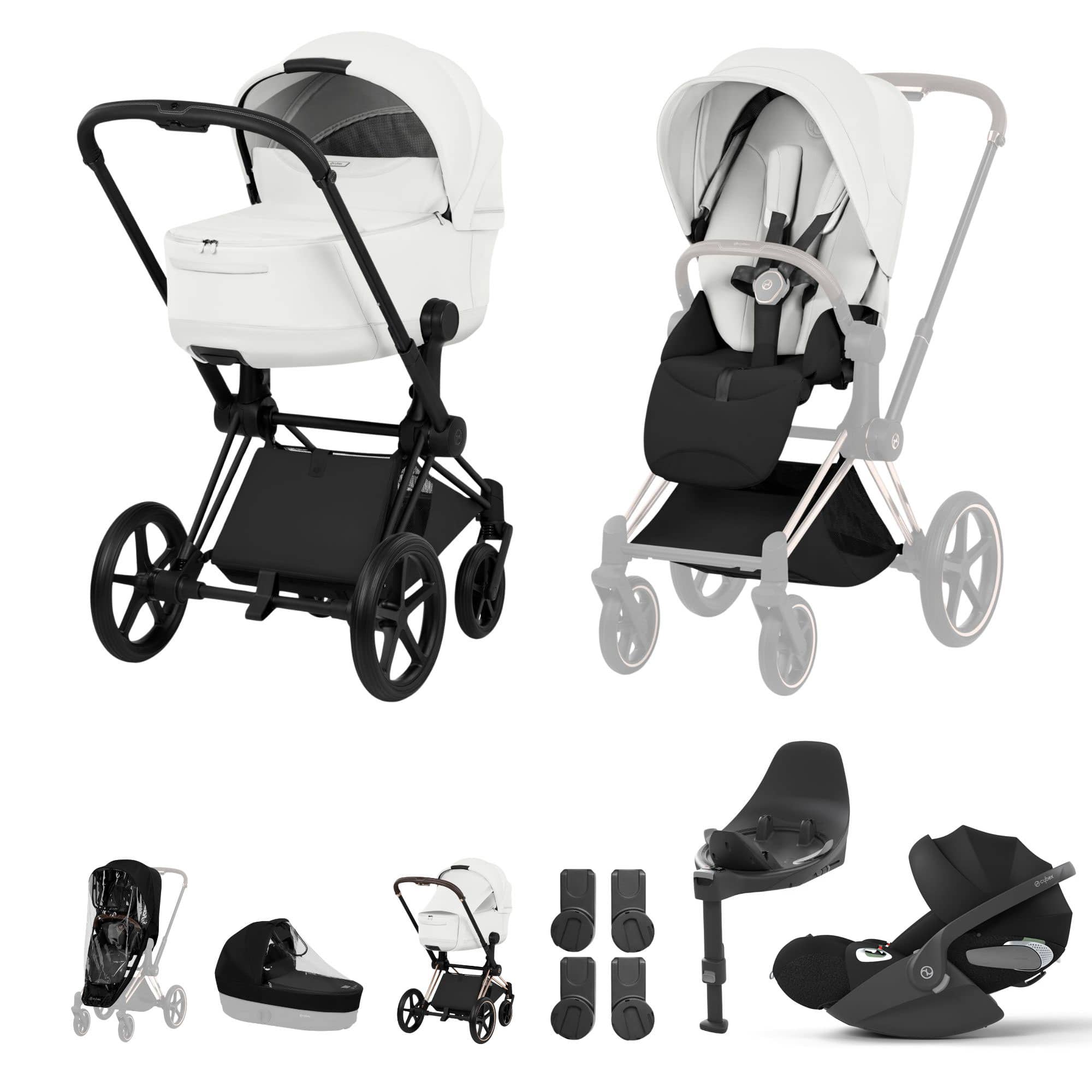 Cybex Priam Ultimate Bundle - Style Collection in Off White Travel Systems 21842-MB-OFF-WHT 4063846551224