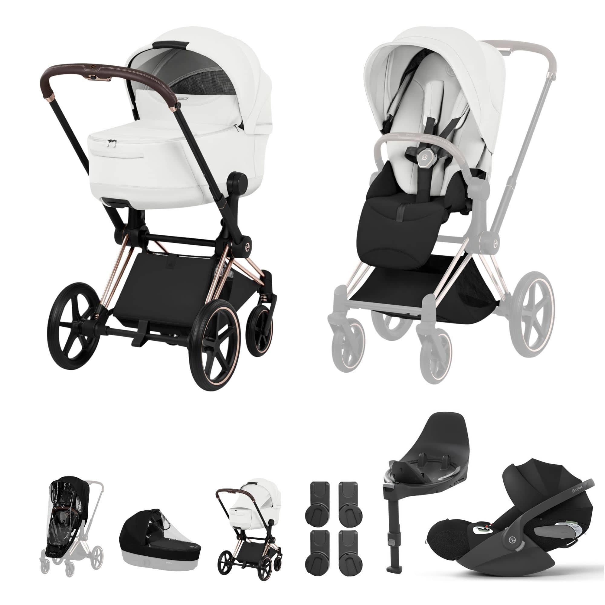 Cybex Priam Ultimate Bundle - Style Collection in Off White Travel Systems 21842-RG-OFF-WHT 4063846551224