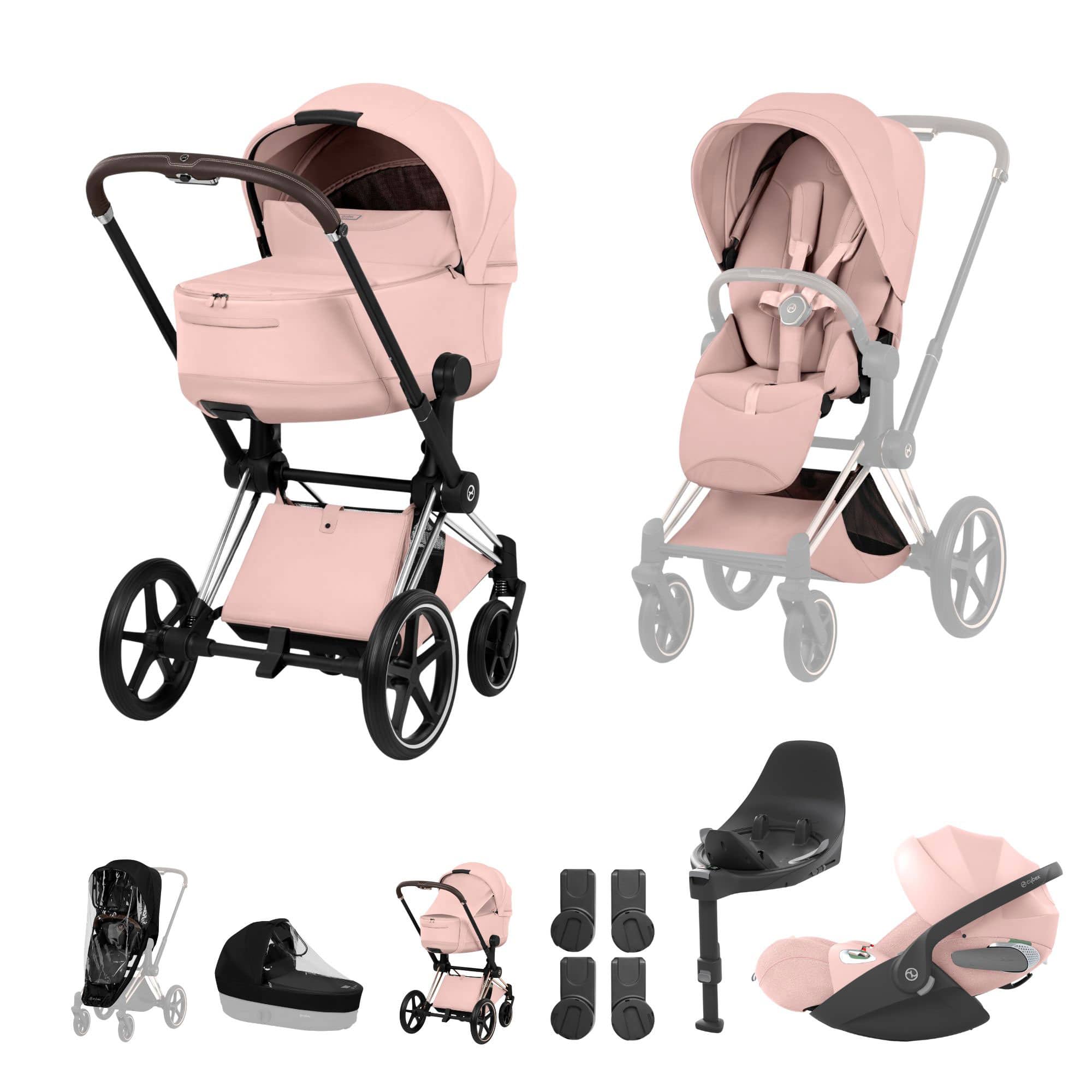 Cybex Priam Ultimate Bundle - Style Collection in Peach Pink Travel Systems 21842-CB-PEA-PNK-1 4063846551286