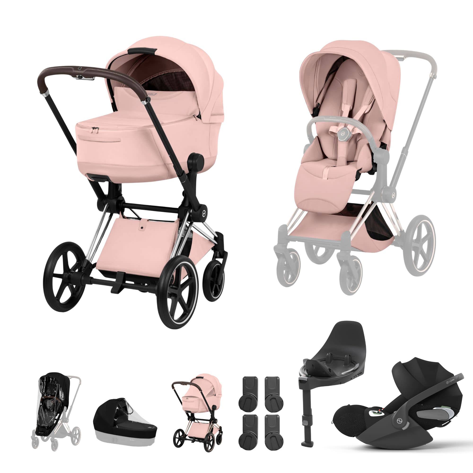 Cybex Priam Ultimate Bundle - Style Collection in Peach Pink Travel Systems 21842-CB-PEA-PNK 4063846551286