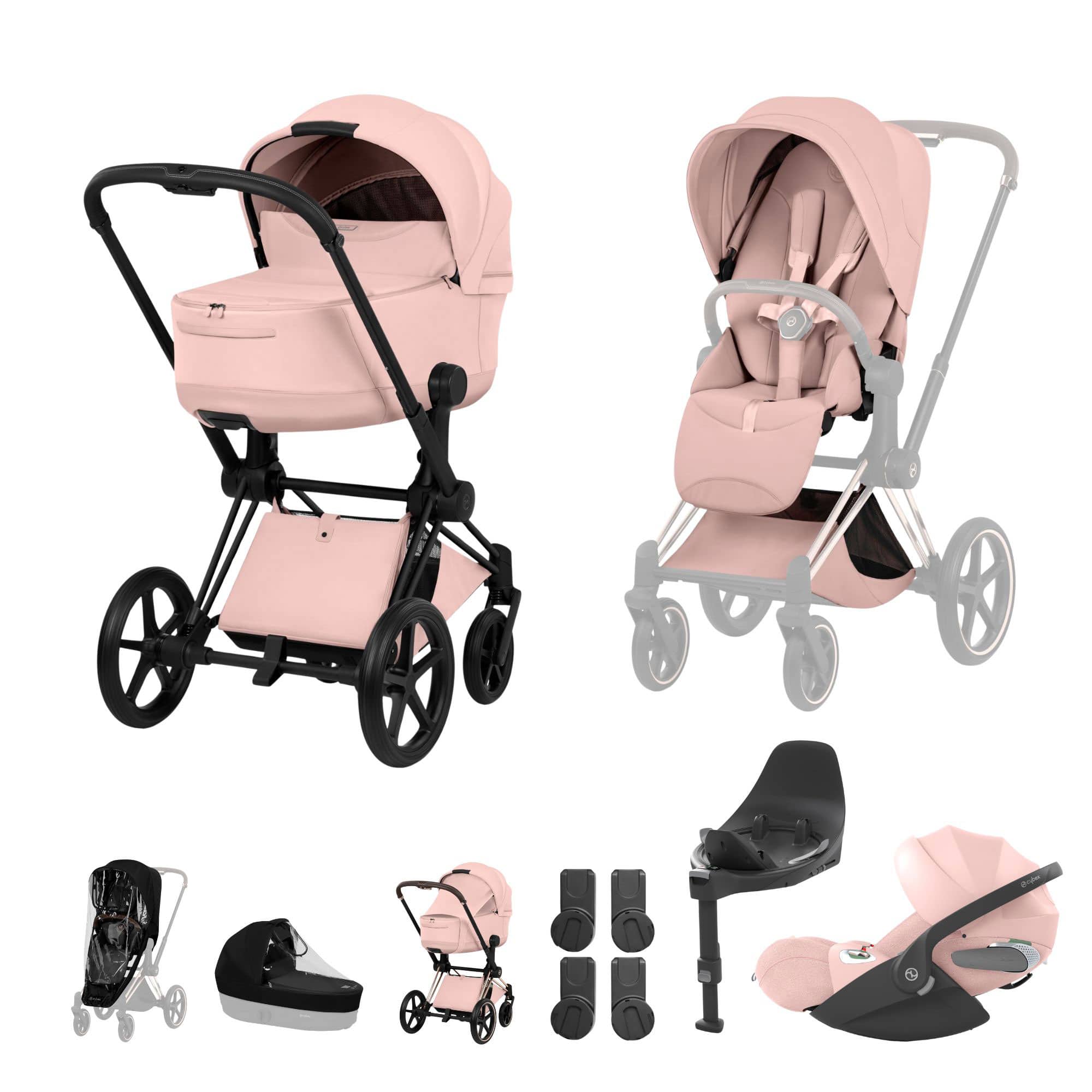 Cybex Priam Ultimate Bundle - Style Collection in Peach Pink Travel Systems 21842-MB-PEA-PNK-1 4063846551286