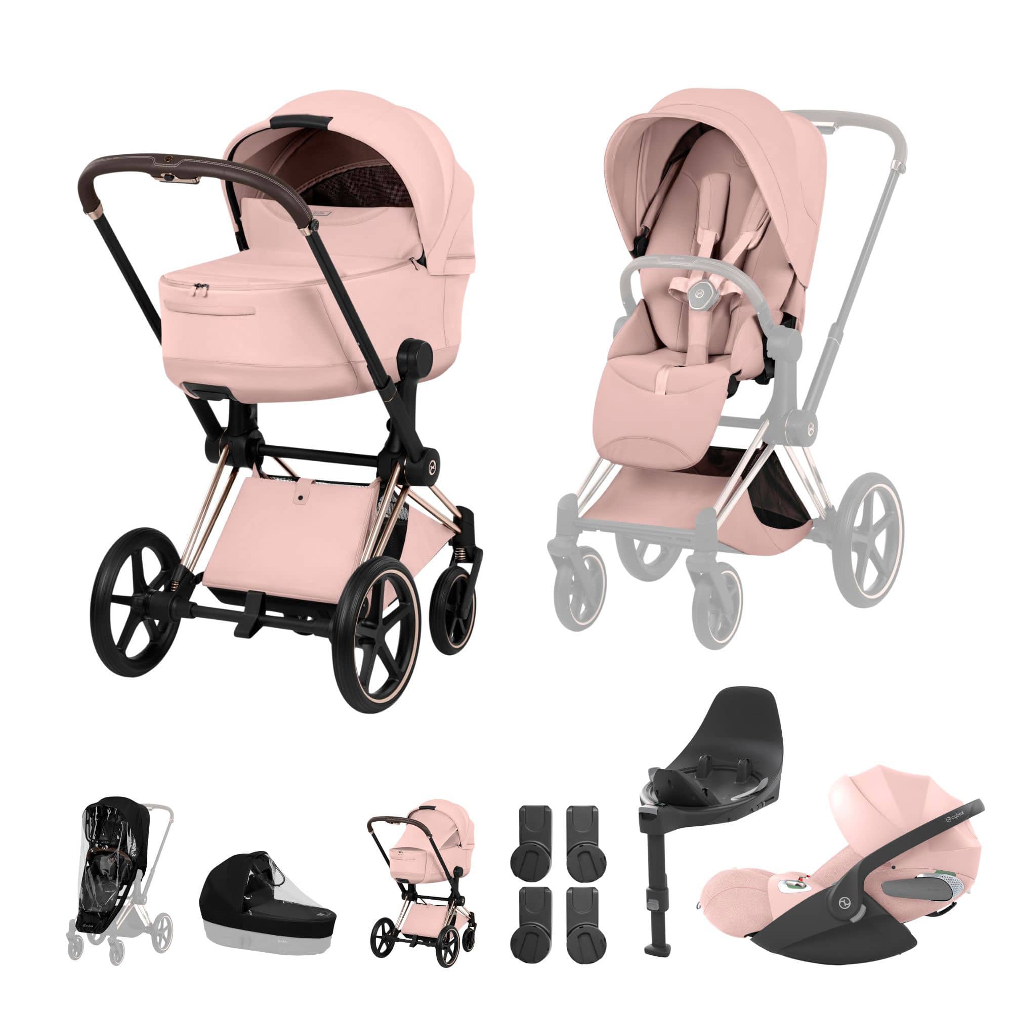 Cybex Priam Ultimate Bundle - Style Collection in Peach Pink Travel Systems 21842-RG-PEA-PNK-1 4063846551286