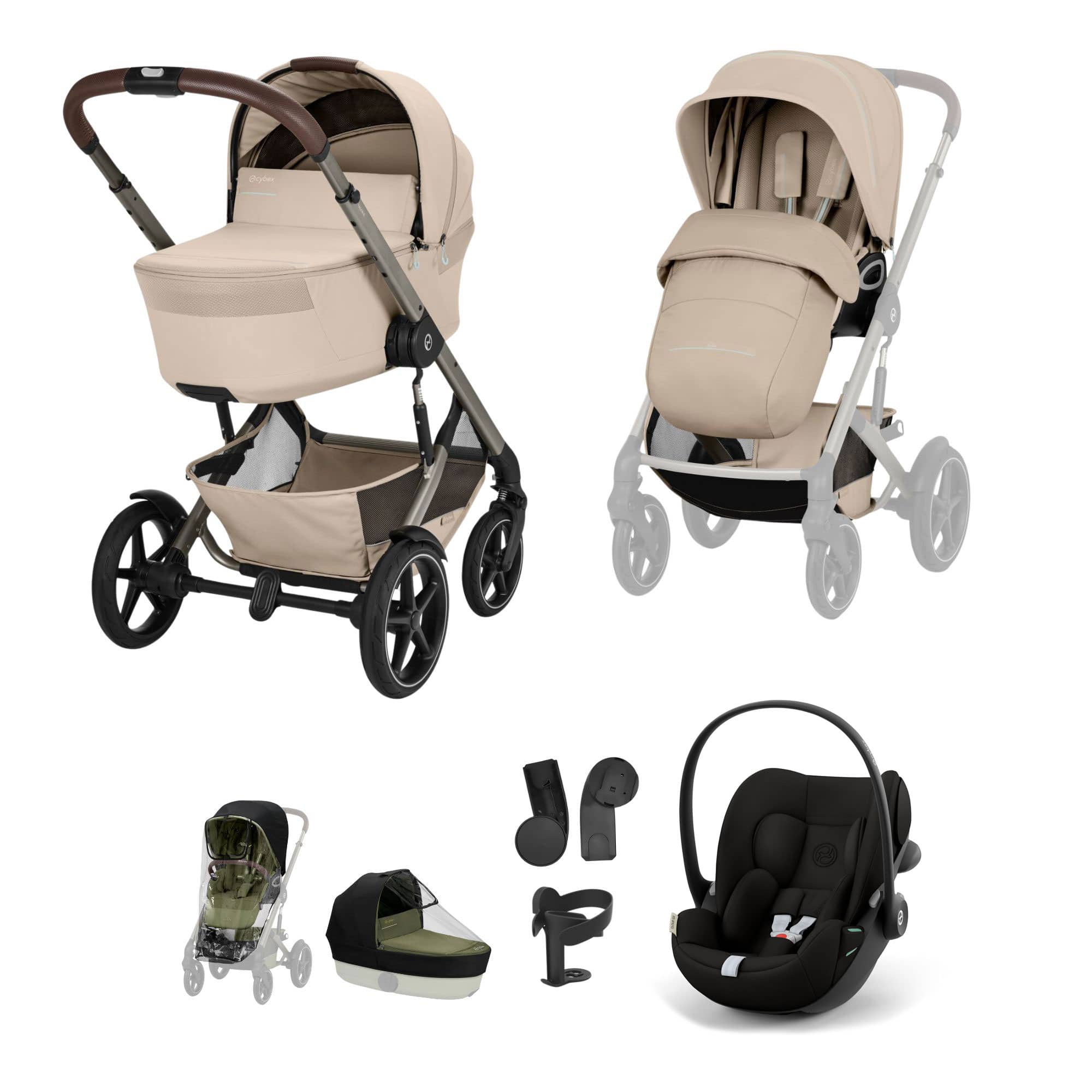Cybex Talos Foldable Carrycot Travel System Bundle in Almond Beige Travel Systems TAL-TVS-BEI-1 4063846592043