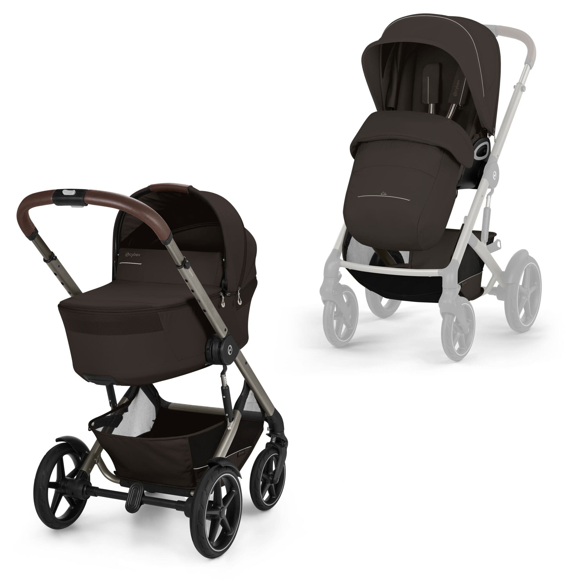 Cybex Talos Foldable Carrycot Travel System Bundle in Chocolate Brown Travel Systems