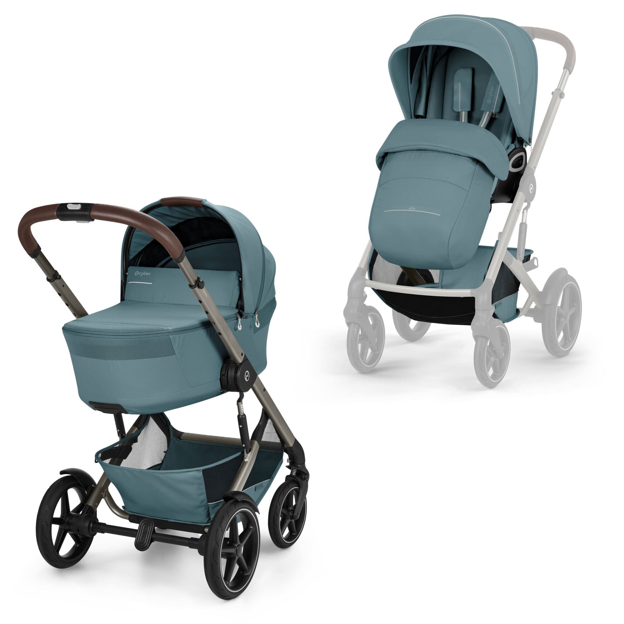 Cybex Talos Foldable Carrycot Travel System Bundle in Stormy Blue Travel Systems
