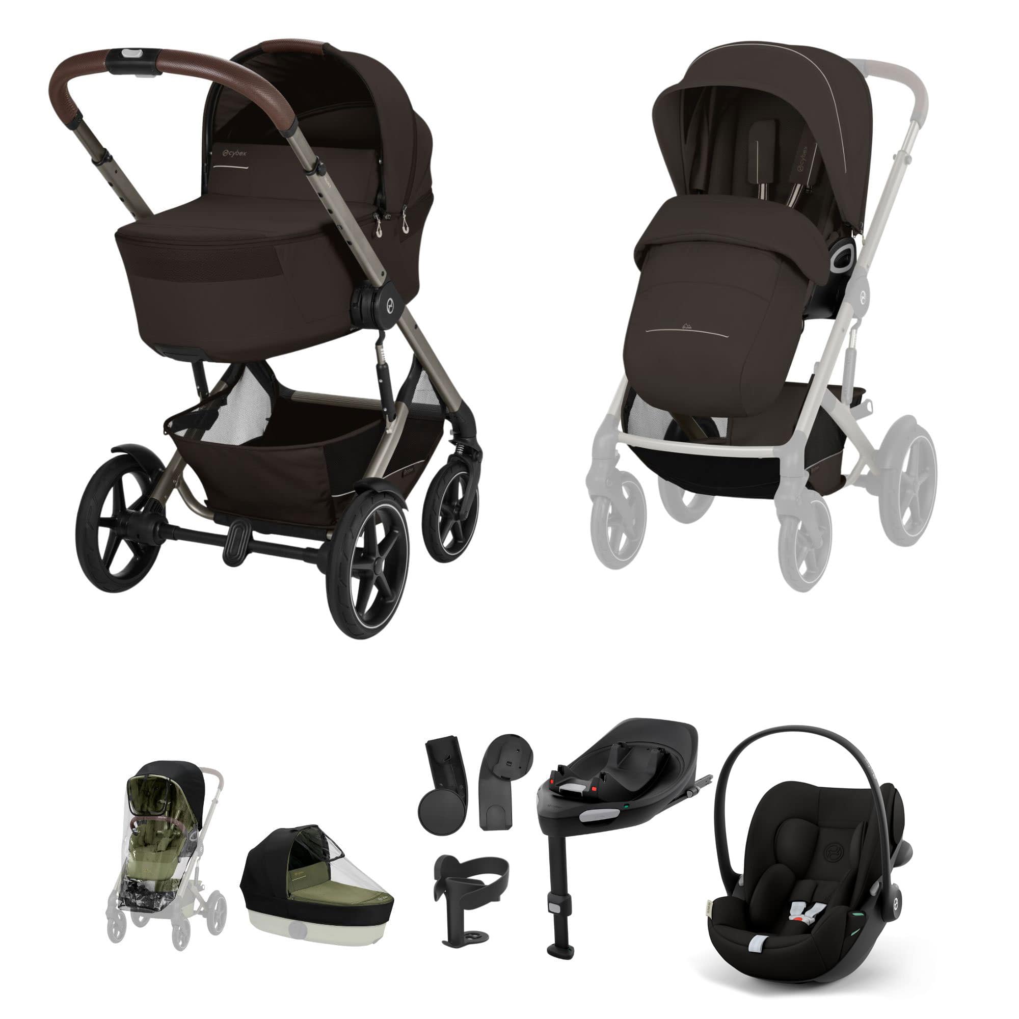 Cybex Talos Foldable Cot Ultimate Travel System Bundle in Chocolate Brown Travel Systems TAL-ULT-BRN-1 4063846592104