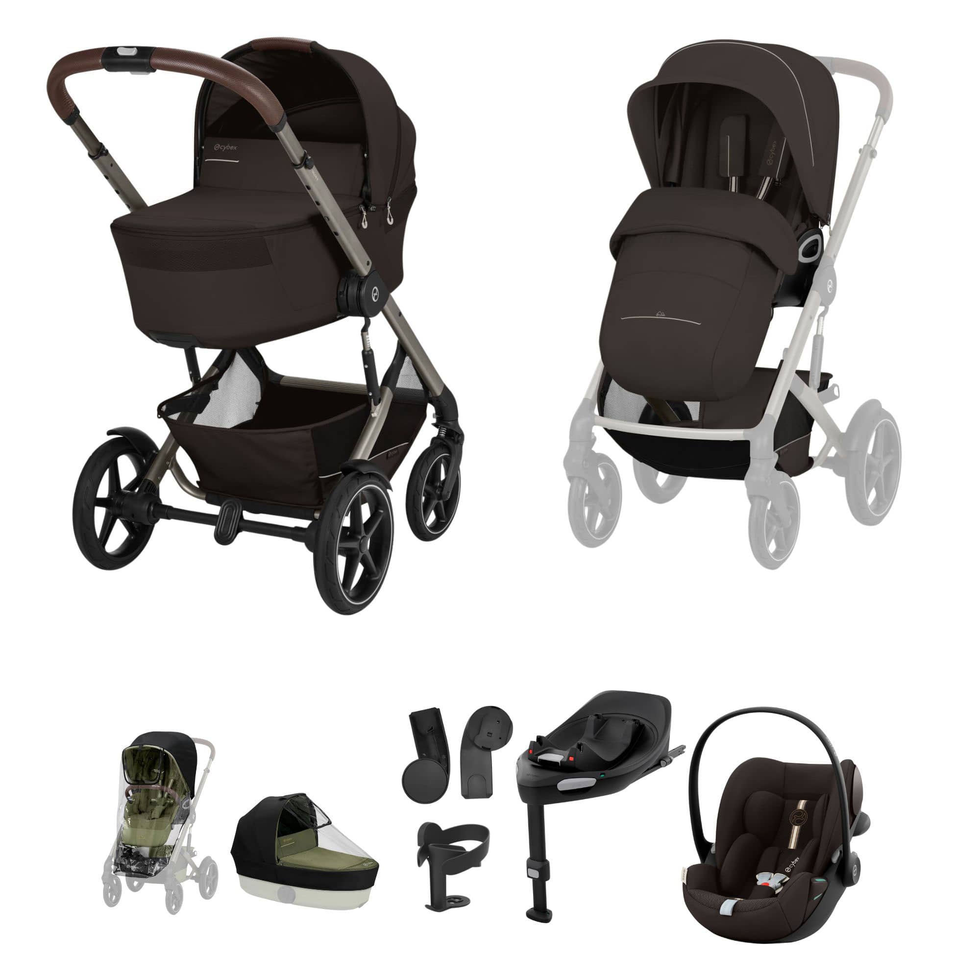 Cybex Talos Foldable Cot Ultimate Travel System Bundle in Chocolate Brown Travel Systems TAL-ULT-BRN-2 4063846592104