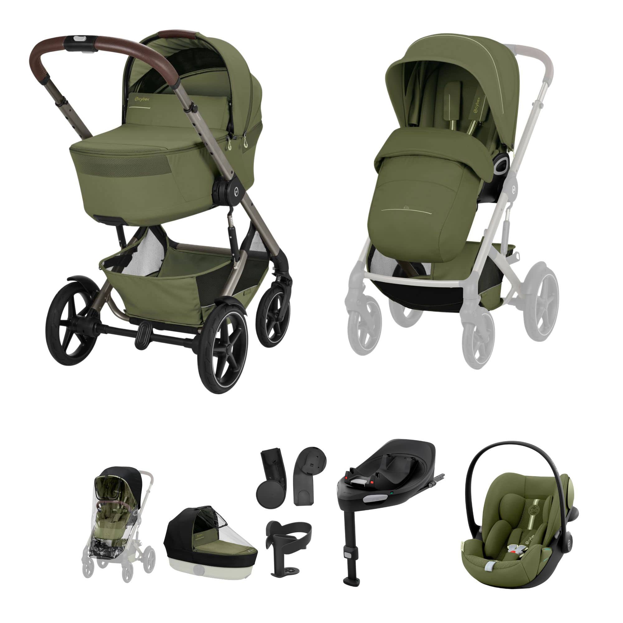 Cybex Talos Foldable Cot Ultimate Travel System Bundle in Moss Green Travel Systems