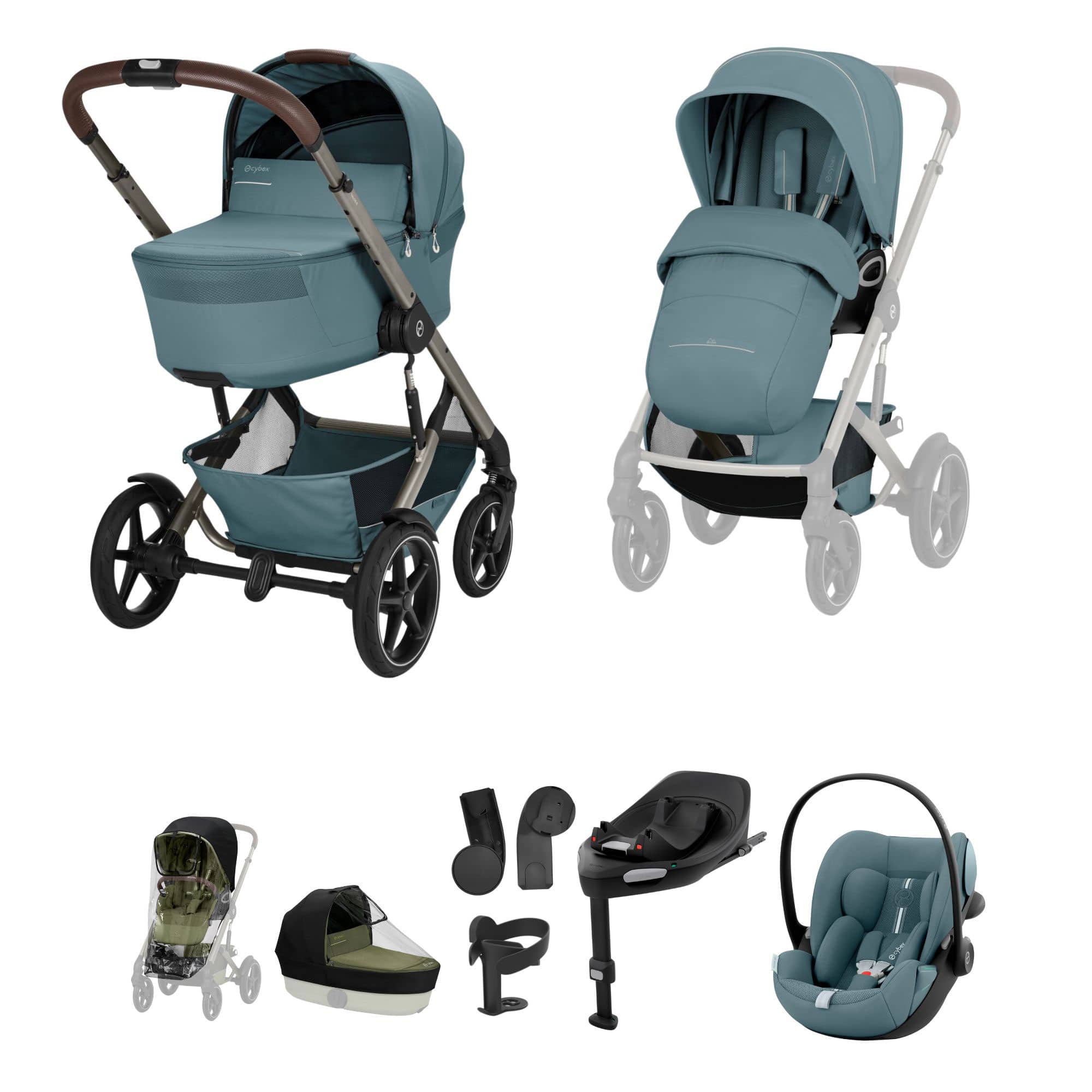 Cybex Talos Foldable Cot Ultimate Travel System Bundle in Stormy Blue Travel Systems TAL-ULT-BLU-2 4063846592012
