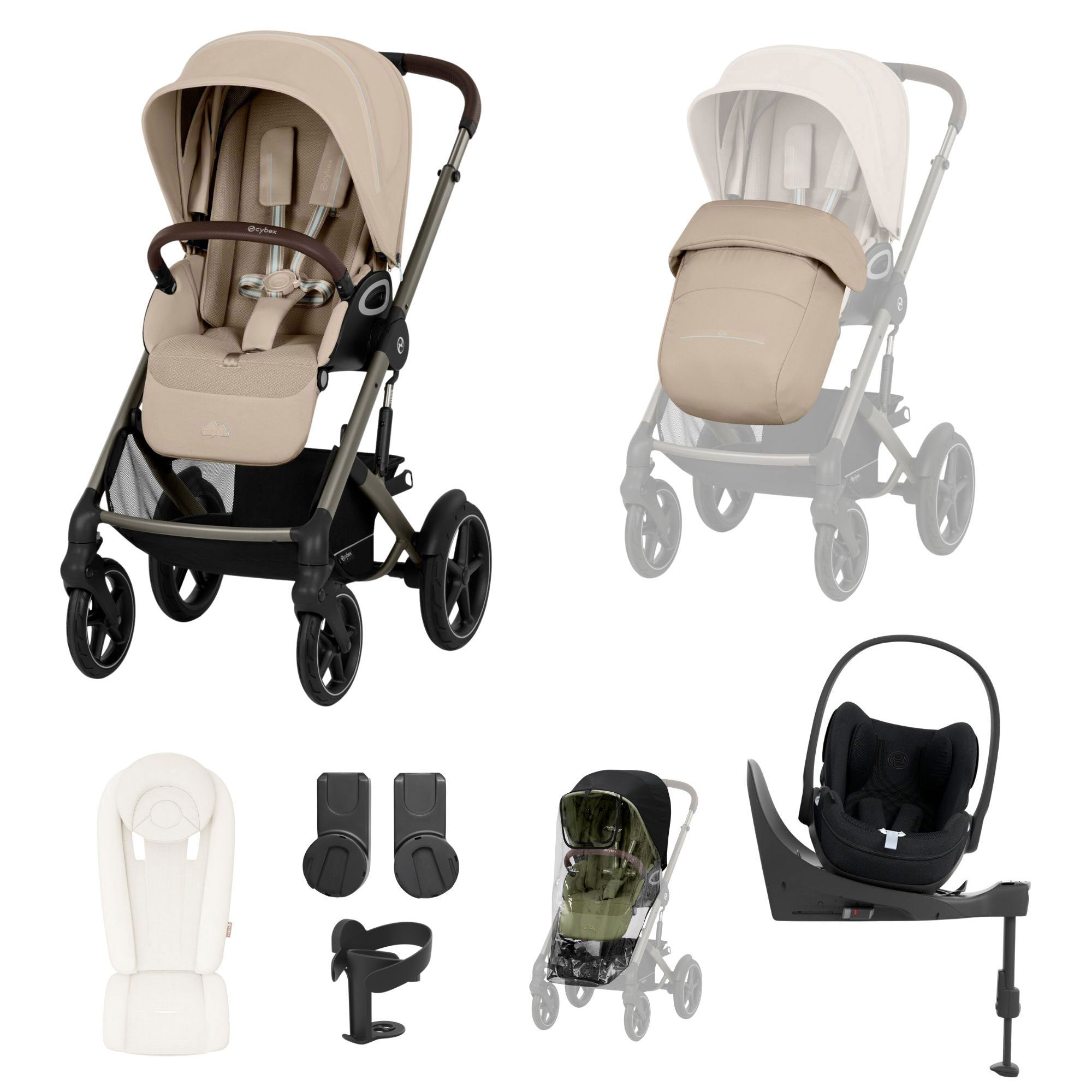 Cybex Talos S Lux 10 Piece Bundle with Cloud T in Almond Beige Travel Systems 21418-TAL-10PC-CT-NB-ALB 4063846534326