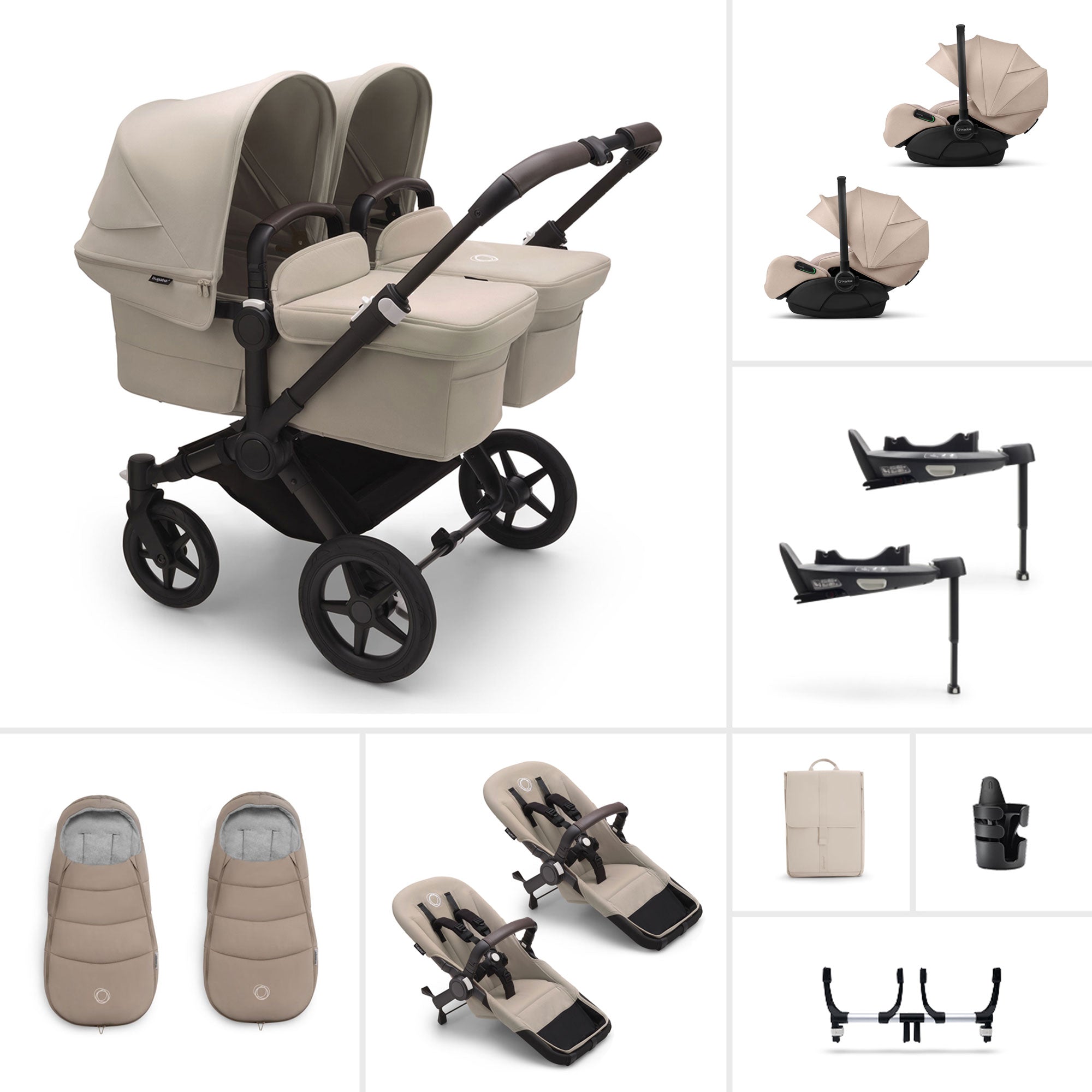 Bugaboo Donkey 5 Twin Ultimate Newborn Bundle in Desert Taupe