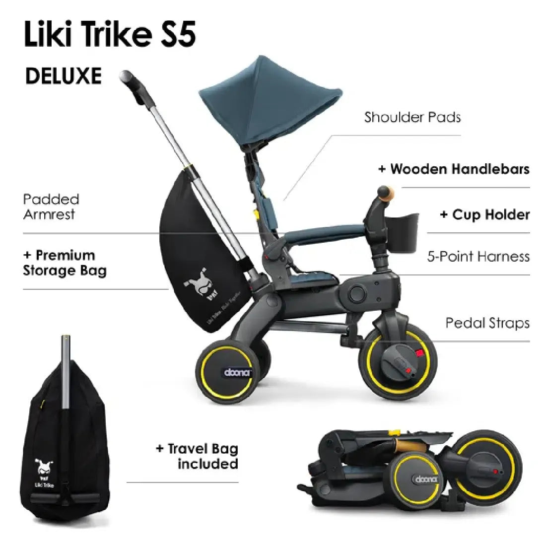 Doona Liki S5 Trike in Ocean Blue Push Along Toys TRI/SPA/708247 4895231708247