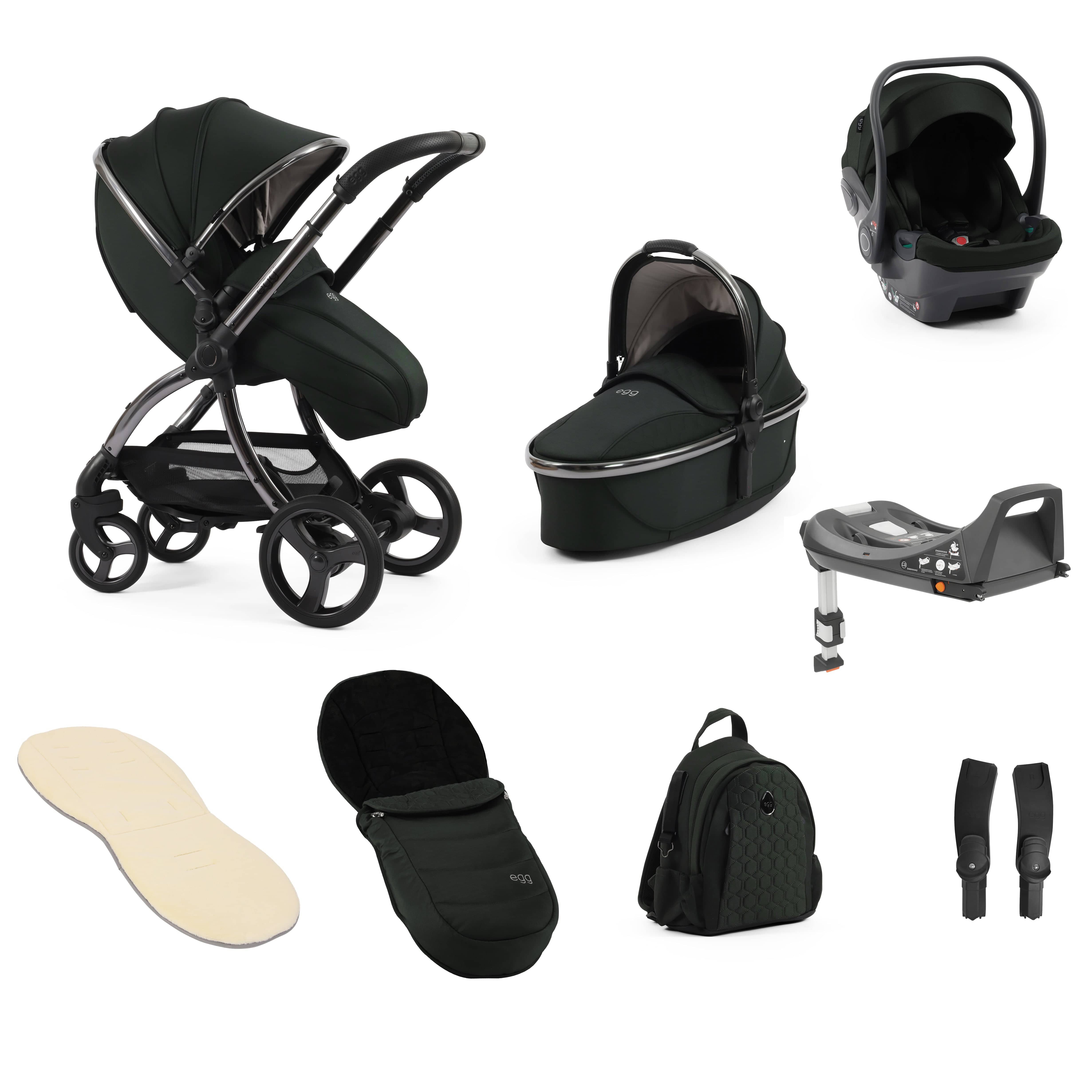 egg3 Luxury Travel System Bundle Black Olive Baby Prams