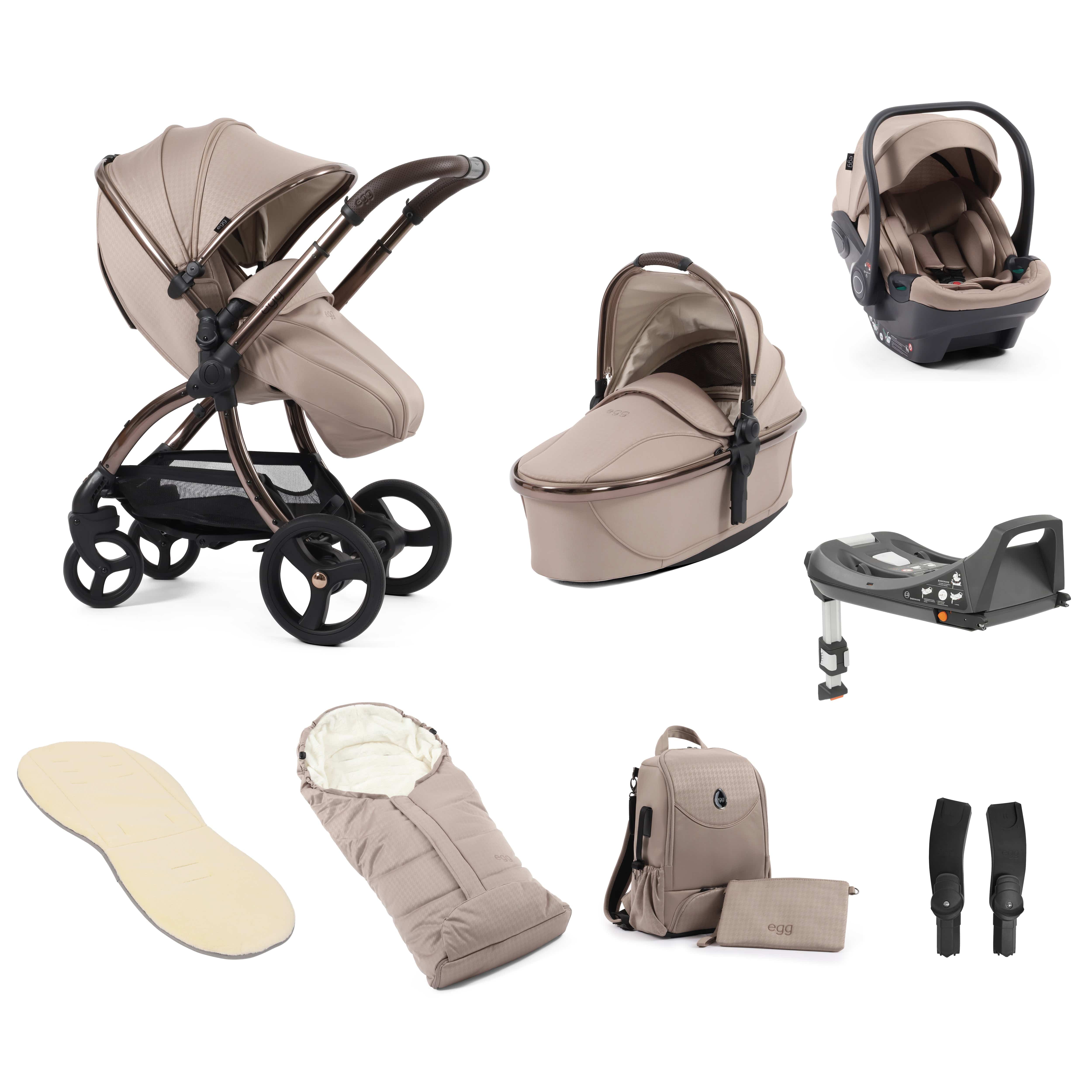 egg3 Luxury Travel System Bundle Special Edition Houndstooth Almond Baby Prams 14726-HTA 5060711567860