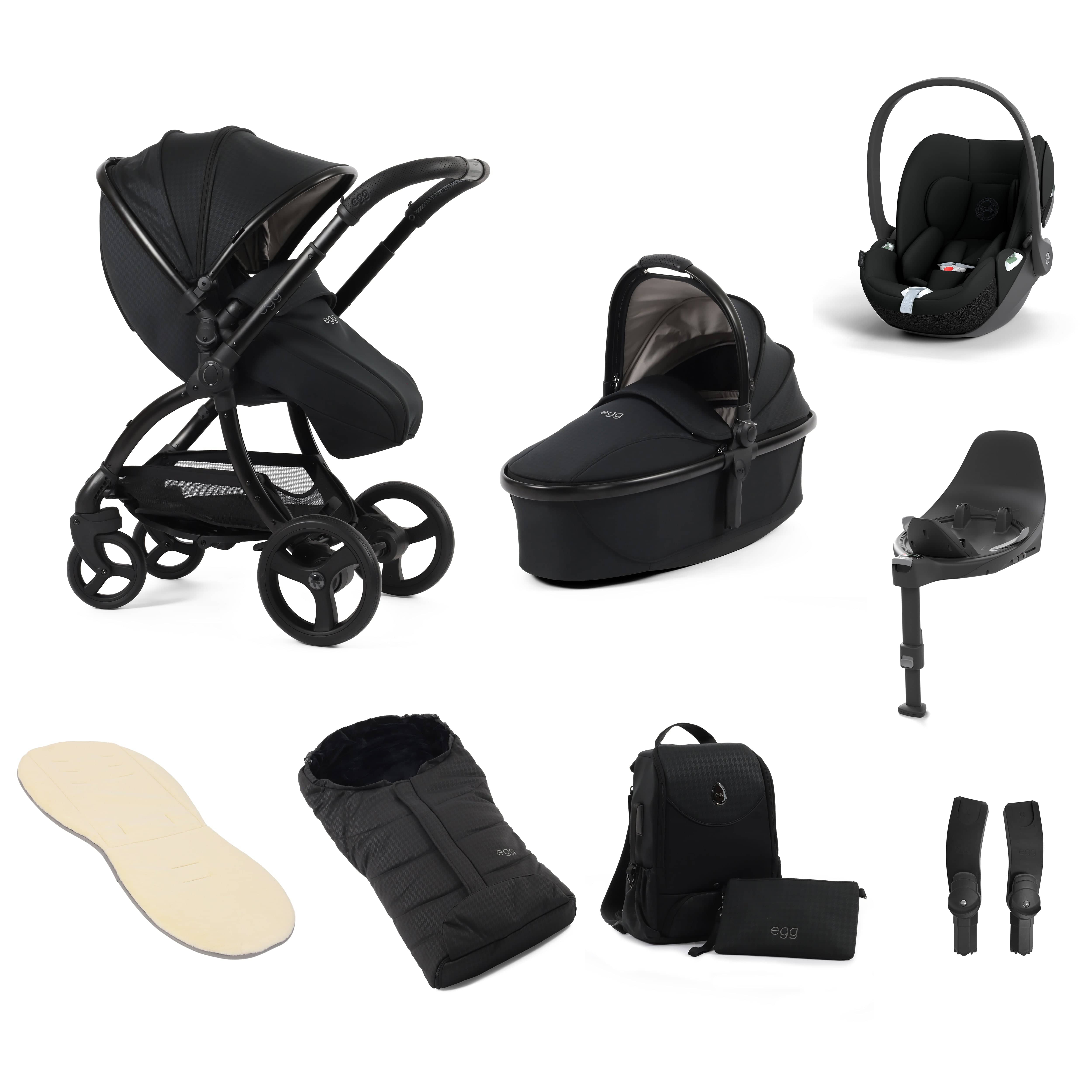egg3 Luxury Travel System Bundle Special Edition Houndstooth Black Baby Prams 14704-HTB 5060711567853
