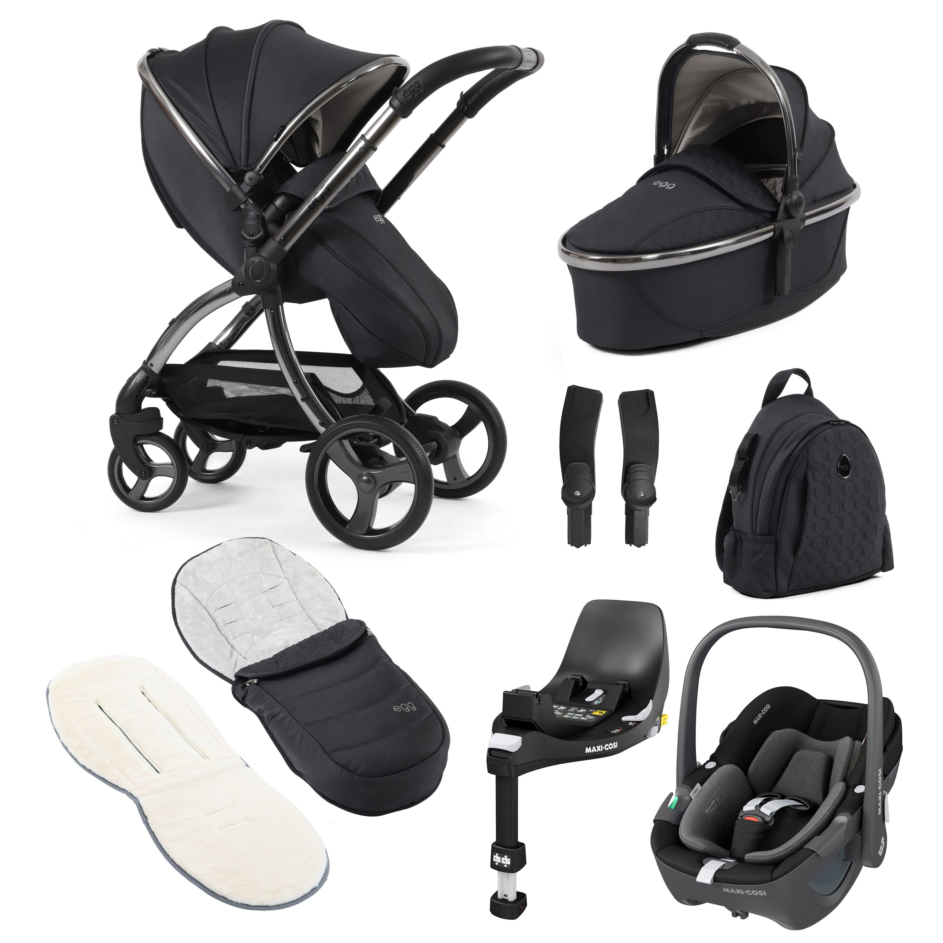 egg3 Luxury Maxi-Cosi Travel System Bundle in Carbonite