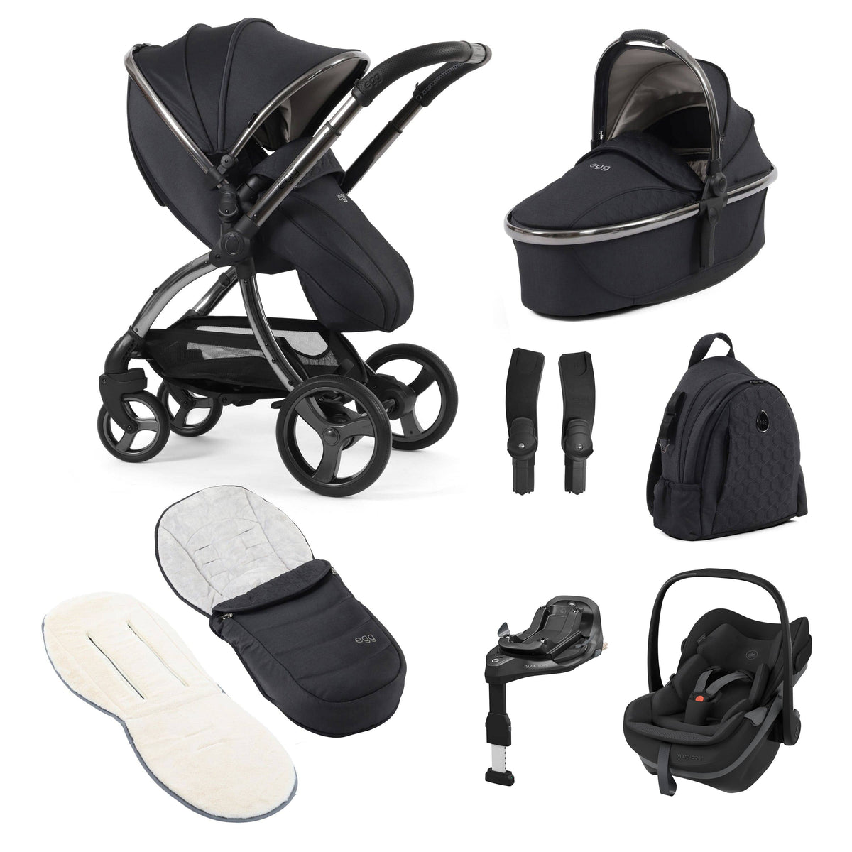 egg3 Luxury Maxi-Cosi Travel System Bundle in Carbonite Travel Systems 23586-PBS-CAR