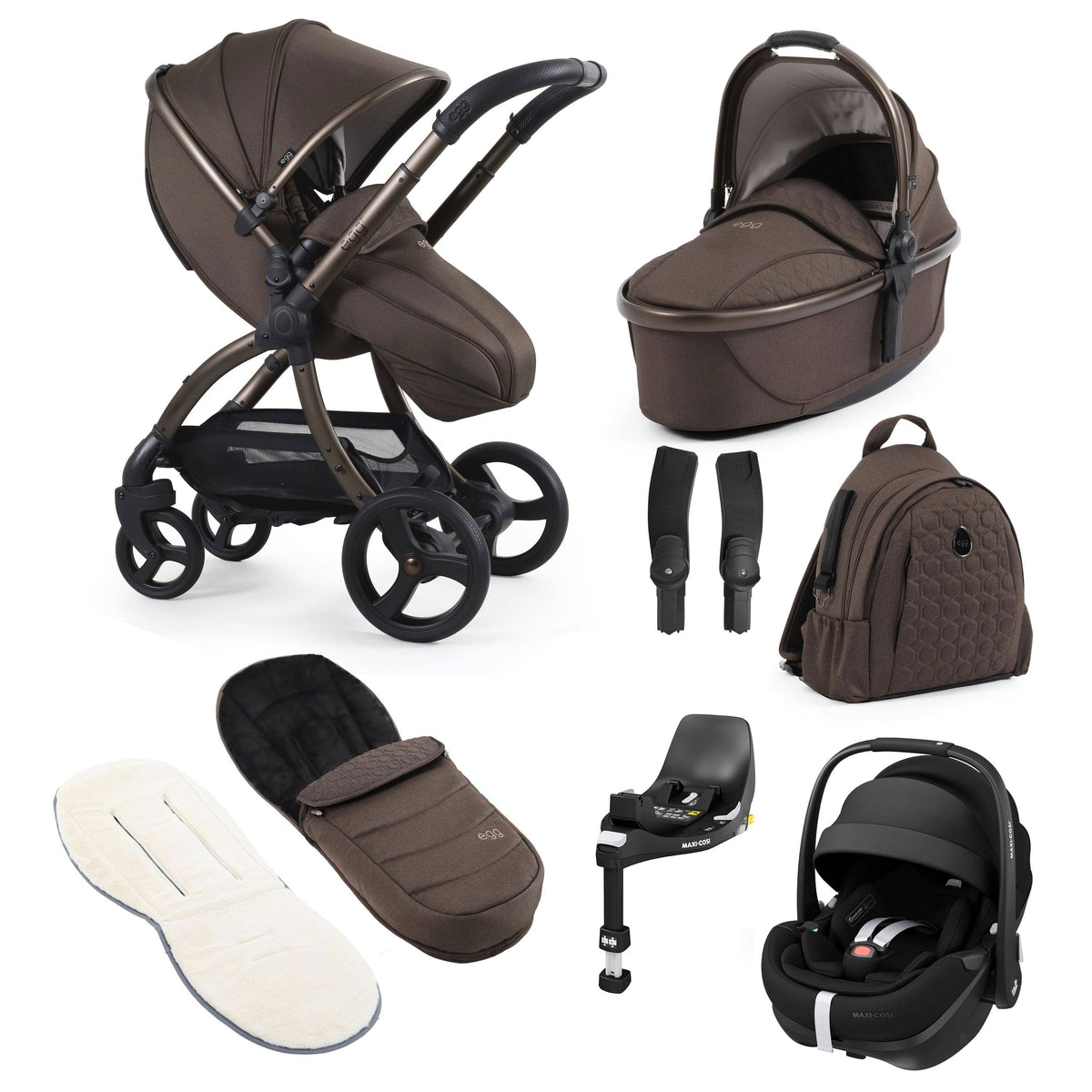 egg3 Luxury Maxi-Cosi Travel System Bundle in Chocolate Velvet Travel Systems 18031-PV2-CHV 5061058980381