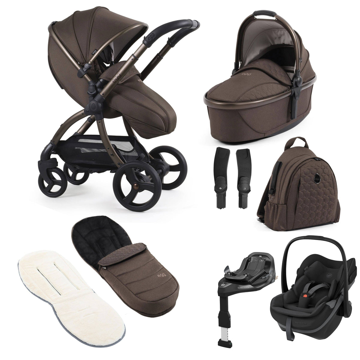 egg3 Luxury Maxi-Cosi Travel System Bundle in Chocolate Velvet Travel Systems 23587-PBS-CHV 5061058980381