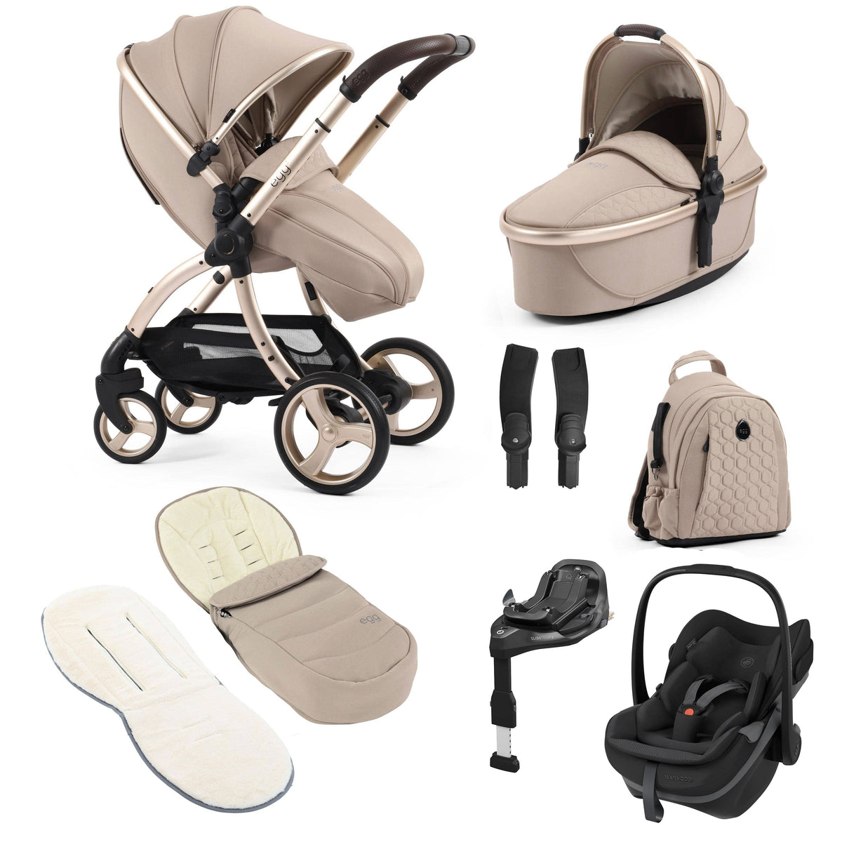 egg3 Luxury Maxi-Cosi Travel System Bundle in Feather Travel Systems 23588-PBS-FTH 5060711567907