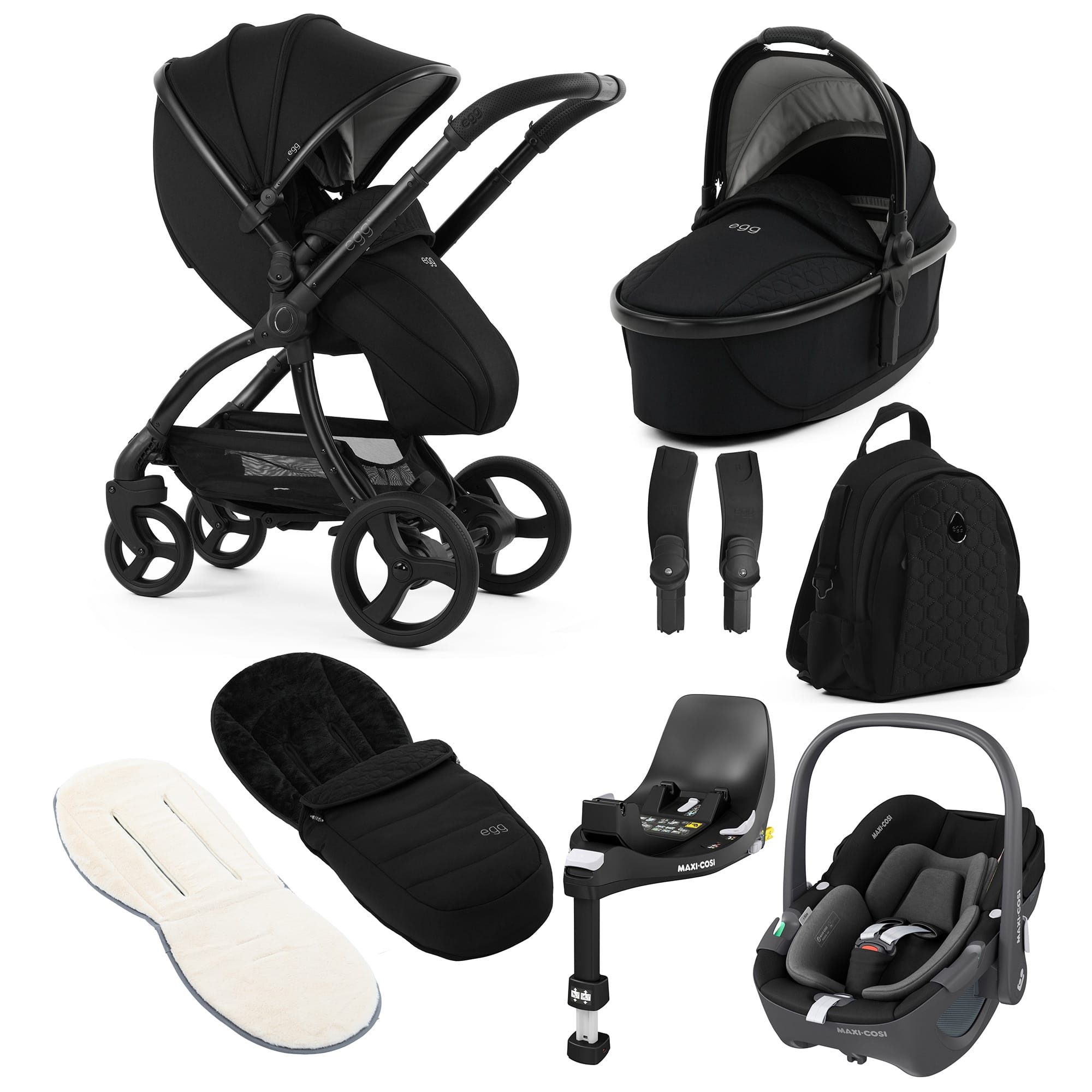 egg3 Luxury Maxi-Cosi Travel System Bundle in Panther Travel Systems 21005-PEB-PAN 5061058983672