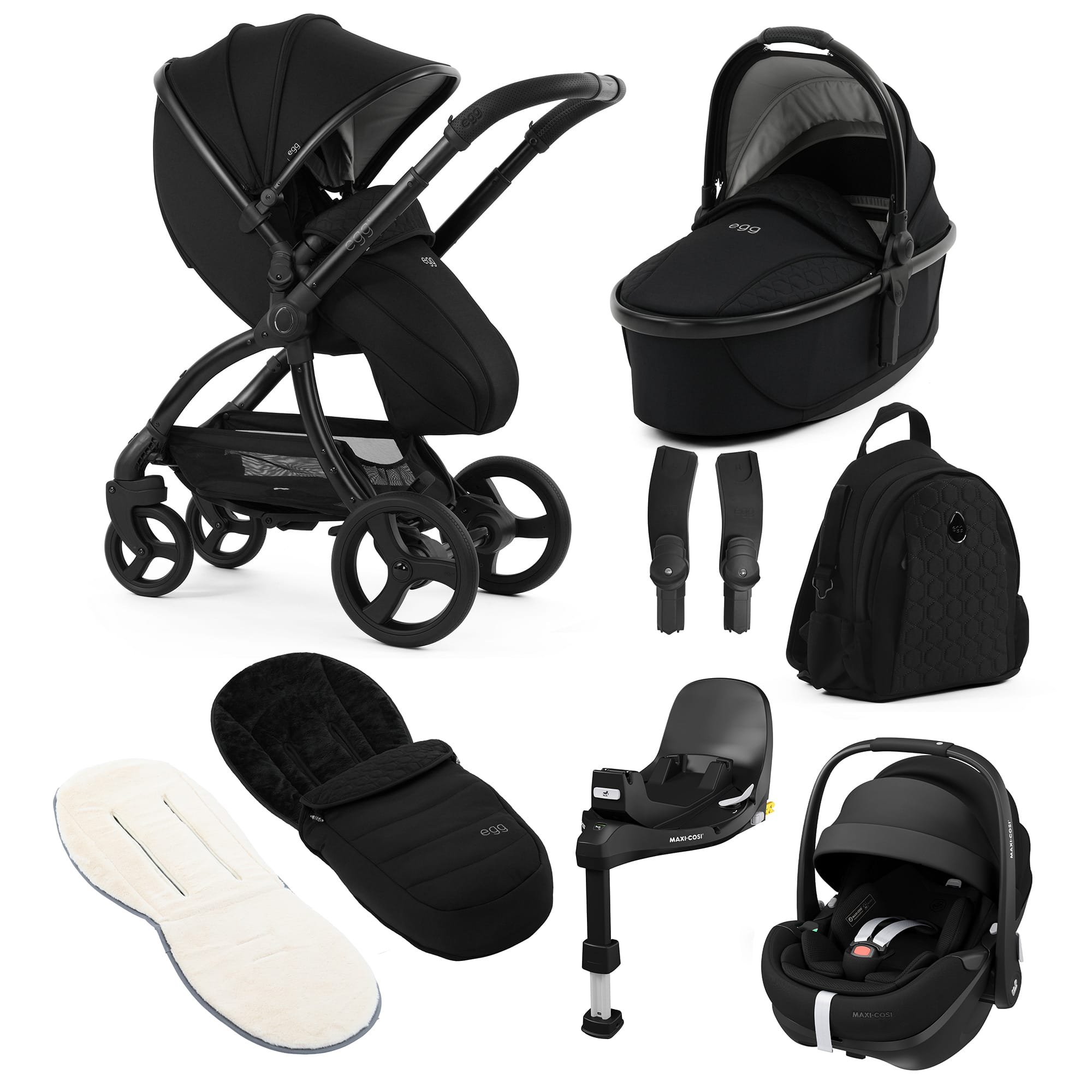 egg3 Luxury Maxi-Cosi Travel System Bundle in Panther Travel Systems 21006-PV2-PAN 5061058983672
